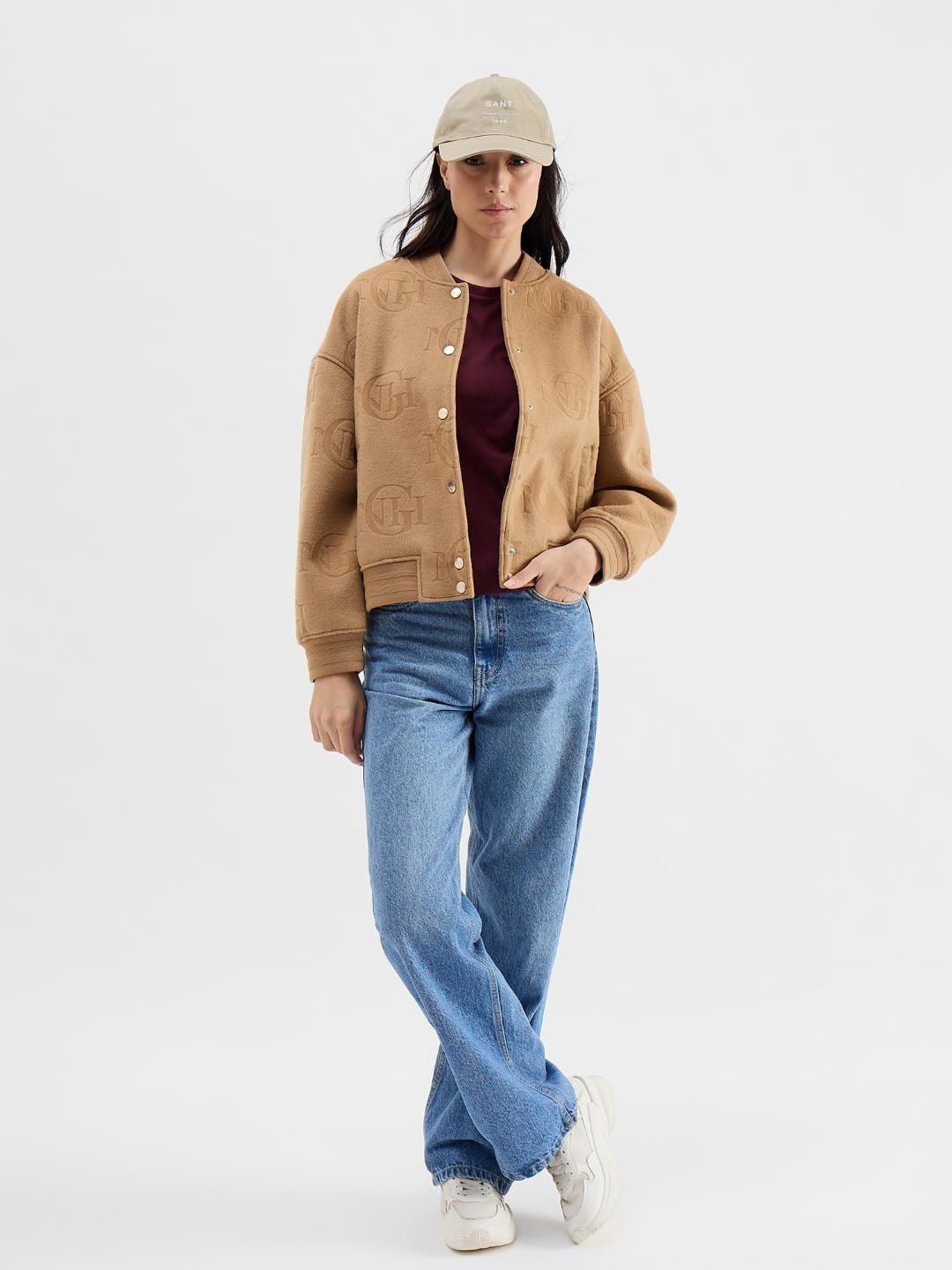 Gant Women Red Solid Crew Neck Tshirt - Image 4