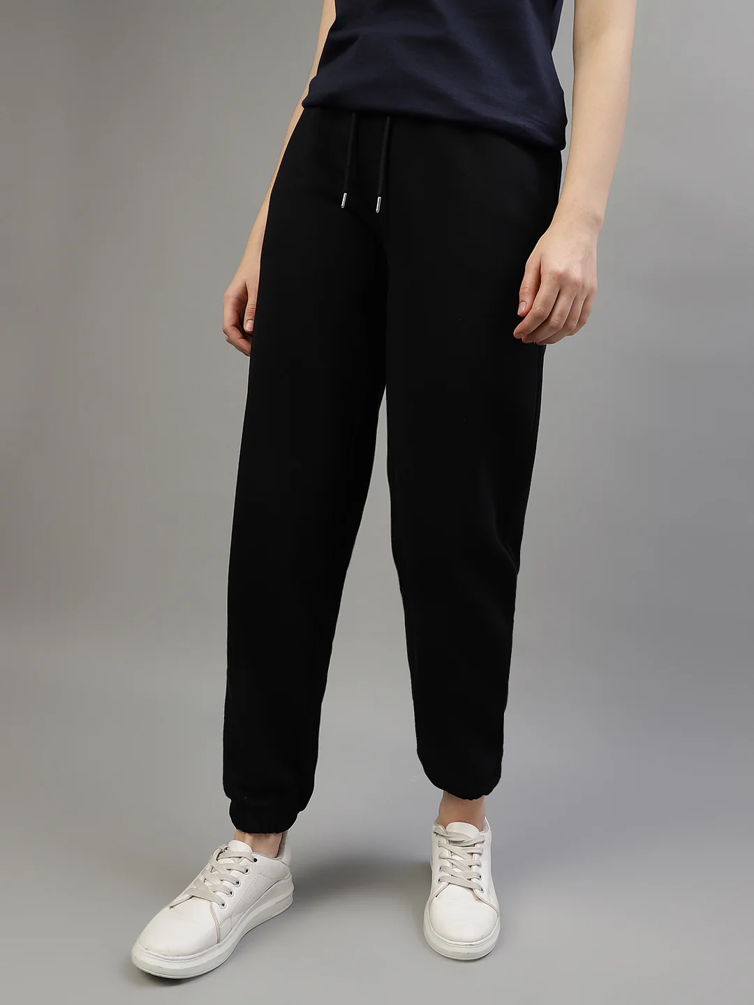 Gant Women Black Solid Relaxed Fit Track Pants