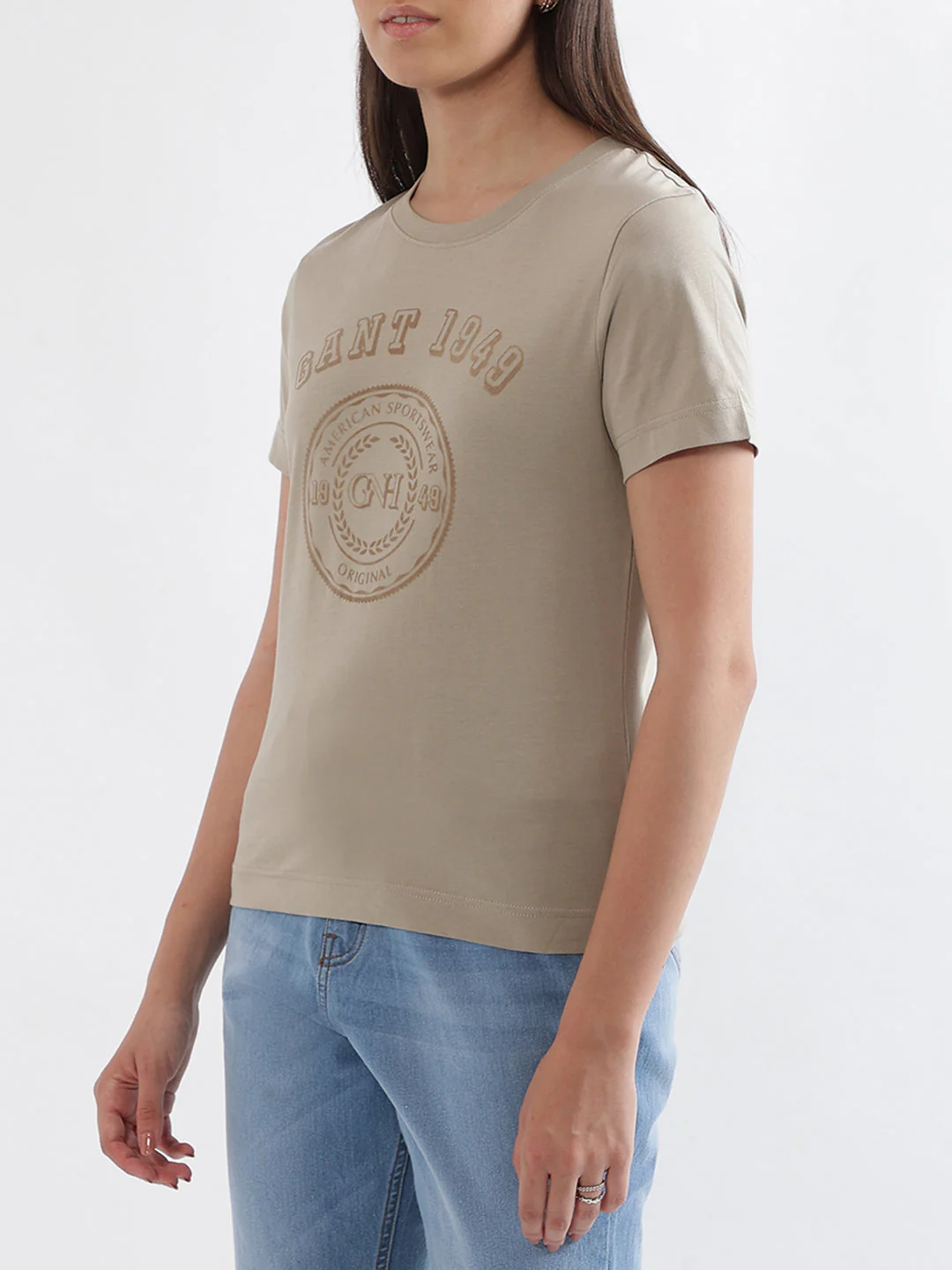 Gant Beige Logo Regular Fit T-Shirt - Image 2