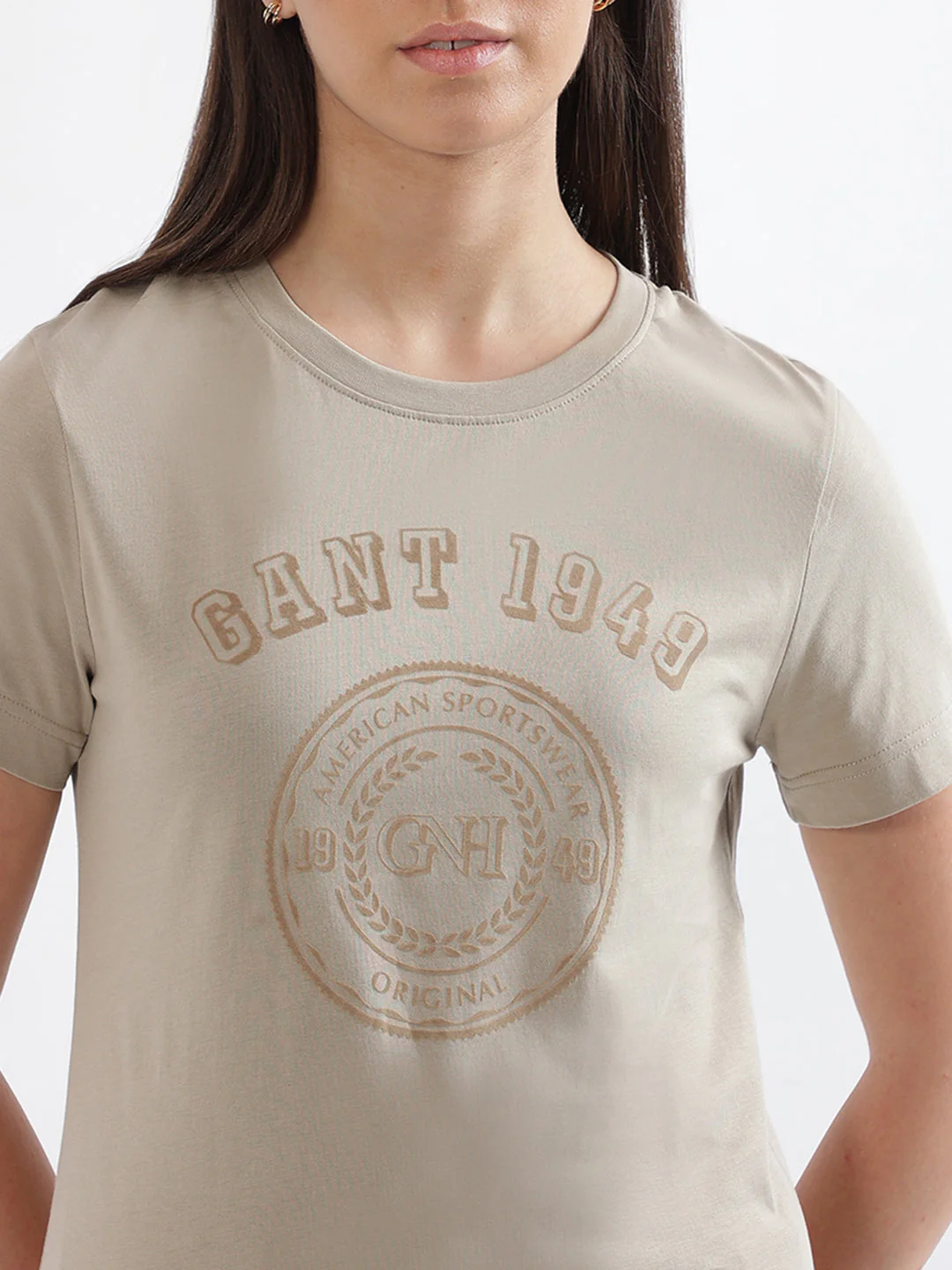 Gant Beige Logo Regular Fit T-Shirt - Image 5