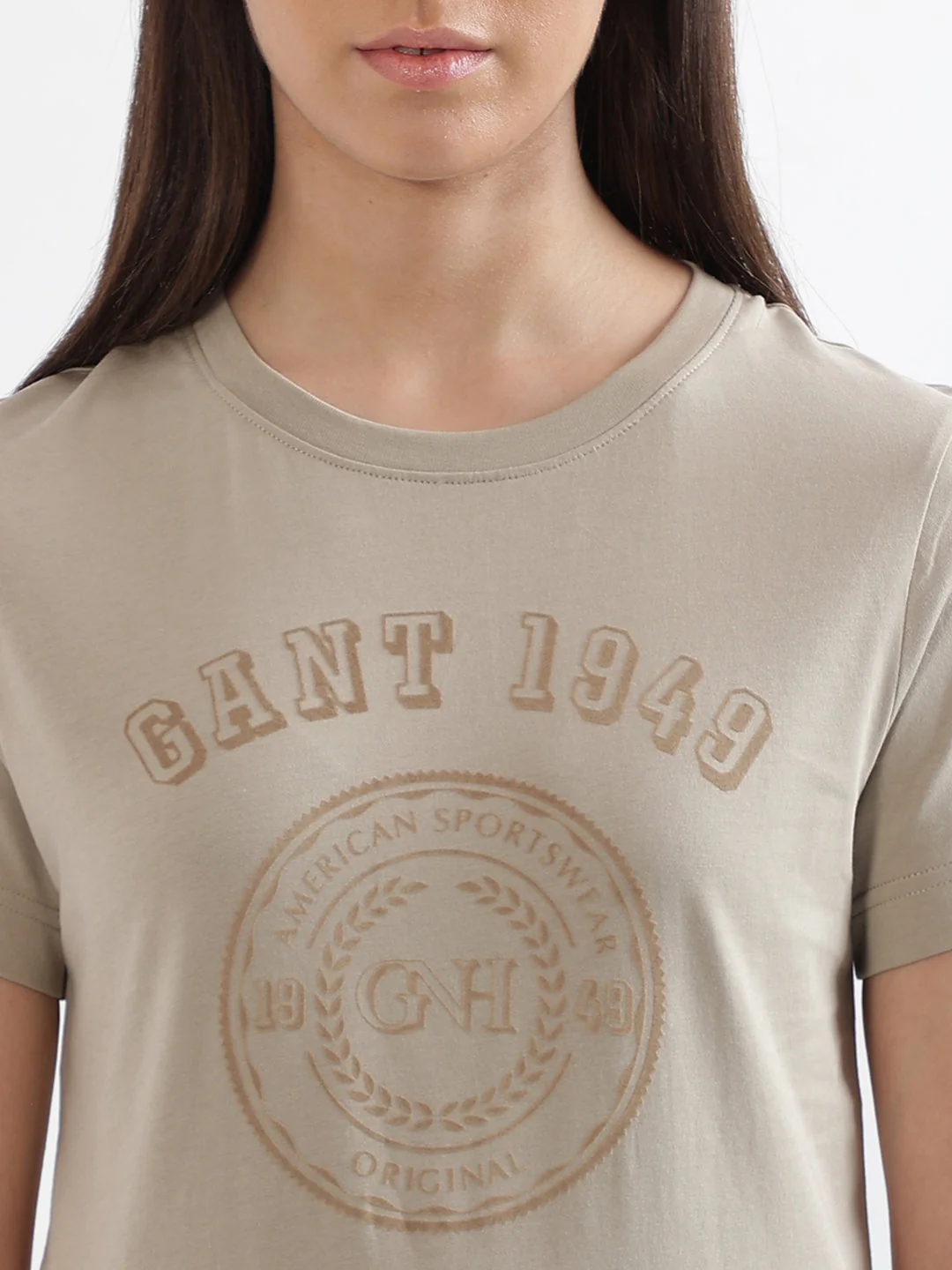 Gant Beige Logo Regular Fit T-Shirt - Image 6