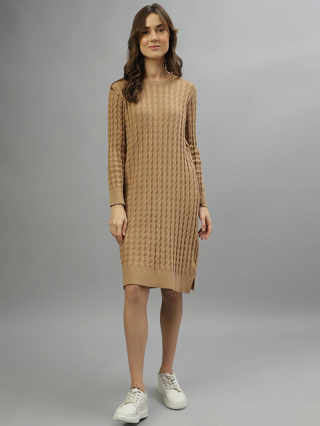Gant Women Solid Round Neck Full Sleeves Dress - Image 2