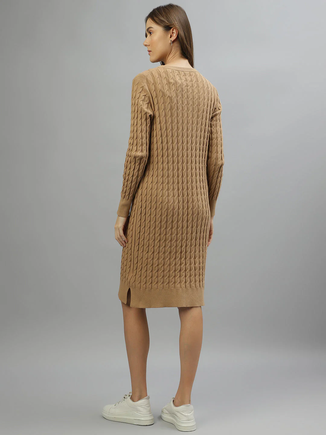 Gant Women Solid Round Neck Full Sleeves Dress - Image 4