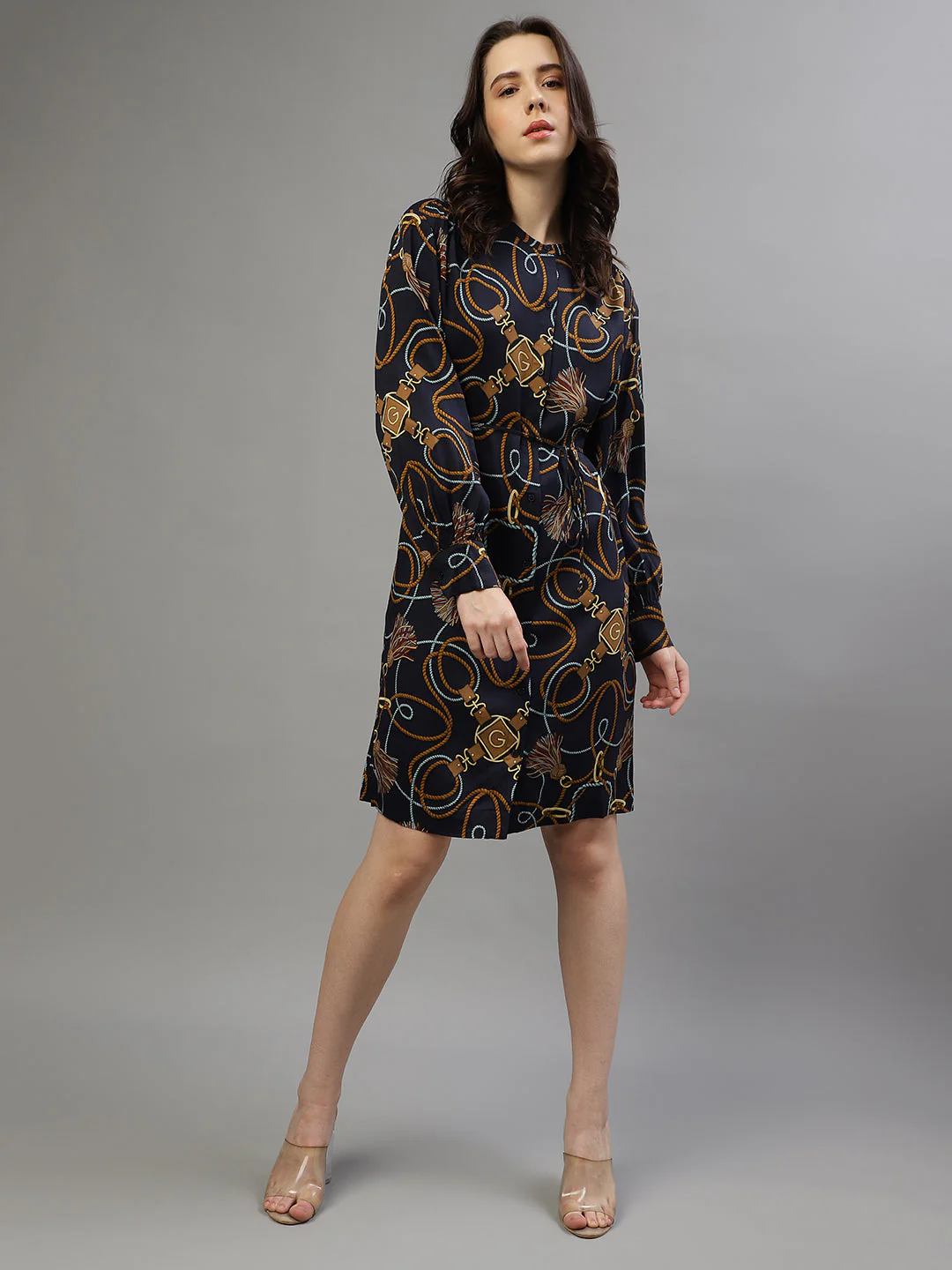 Gant Women Printed Round Neck Full Sleeves Dress - Image 2