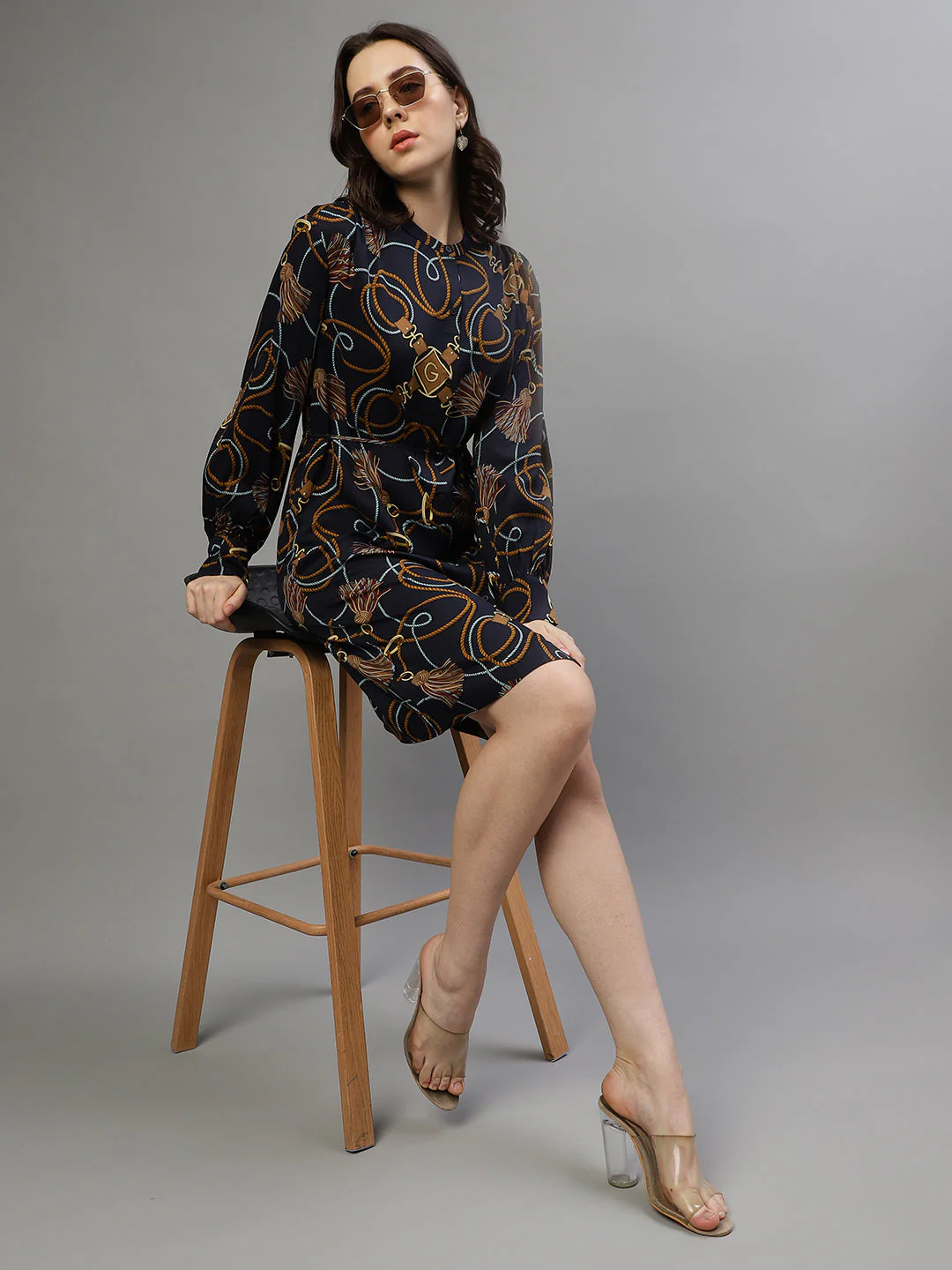 Gant Women Printed Round Neck Full Sleeves Dress - Image 5