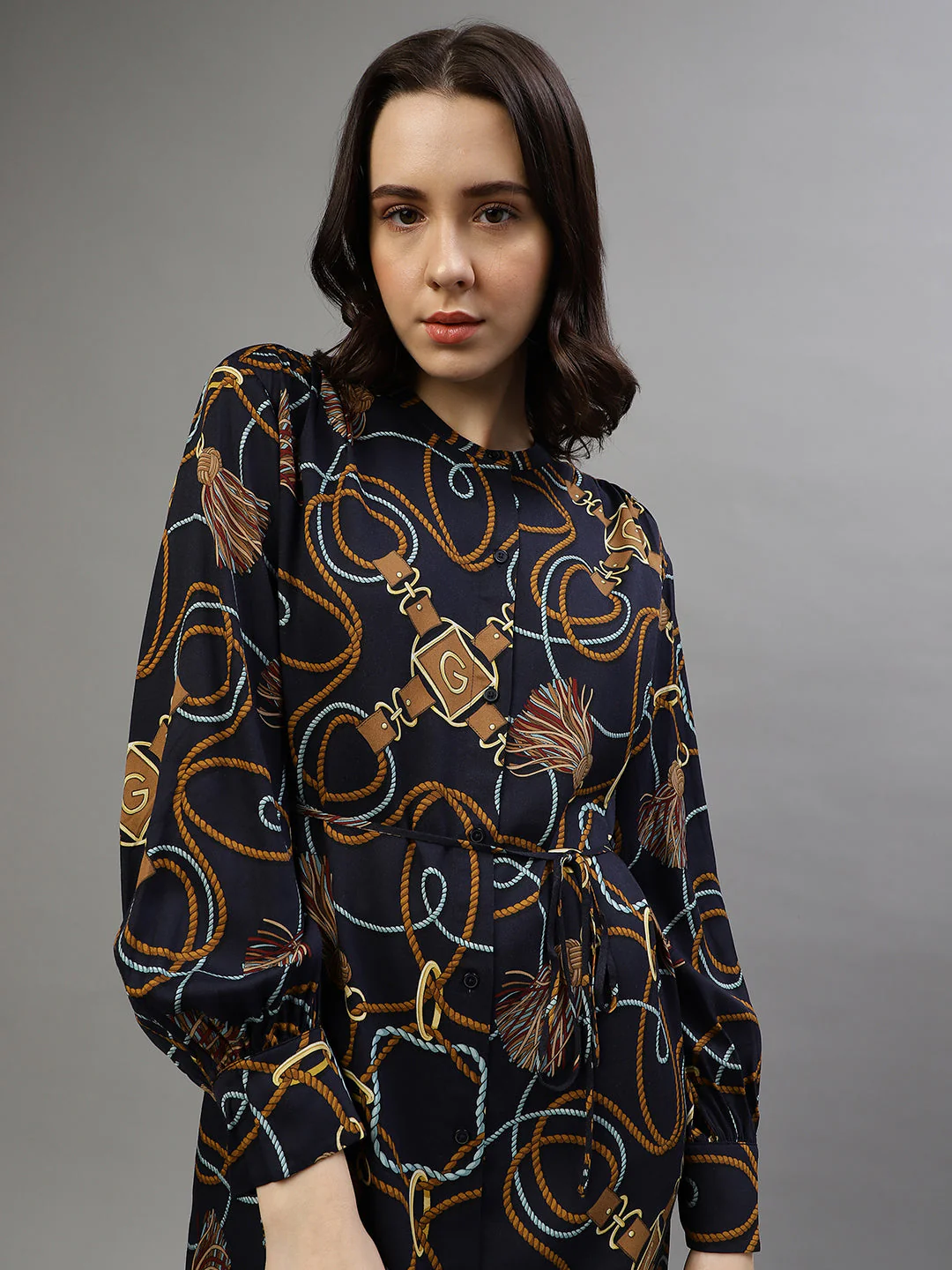 Gant Women Printed Round Neck Full Sleeves Dress - Image 6