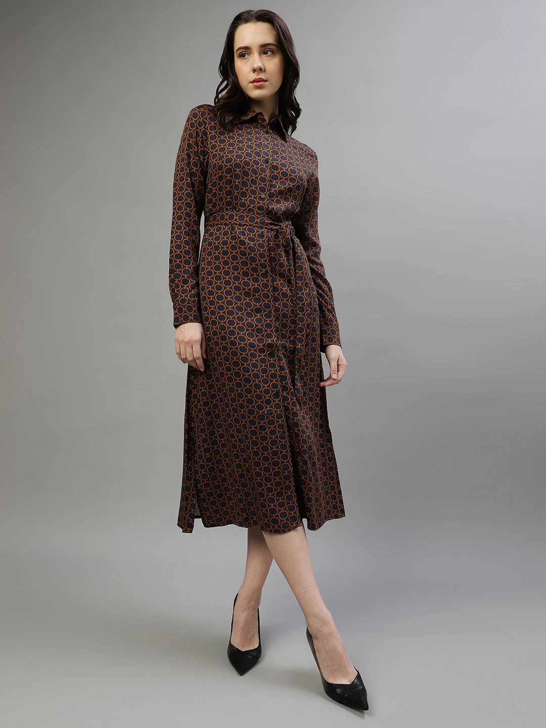 Gant Women Printed Collar Neck Full Sleeves Dress - Image 2
