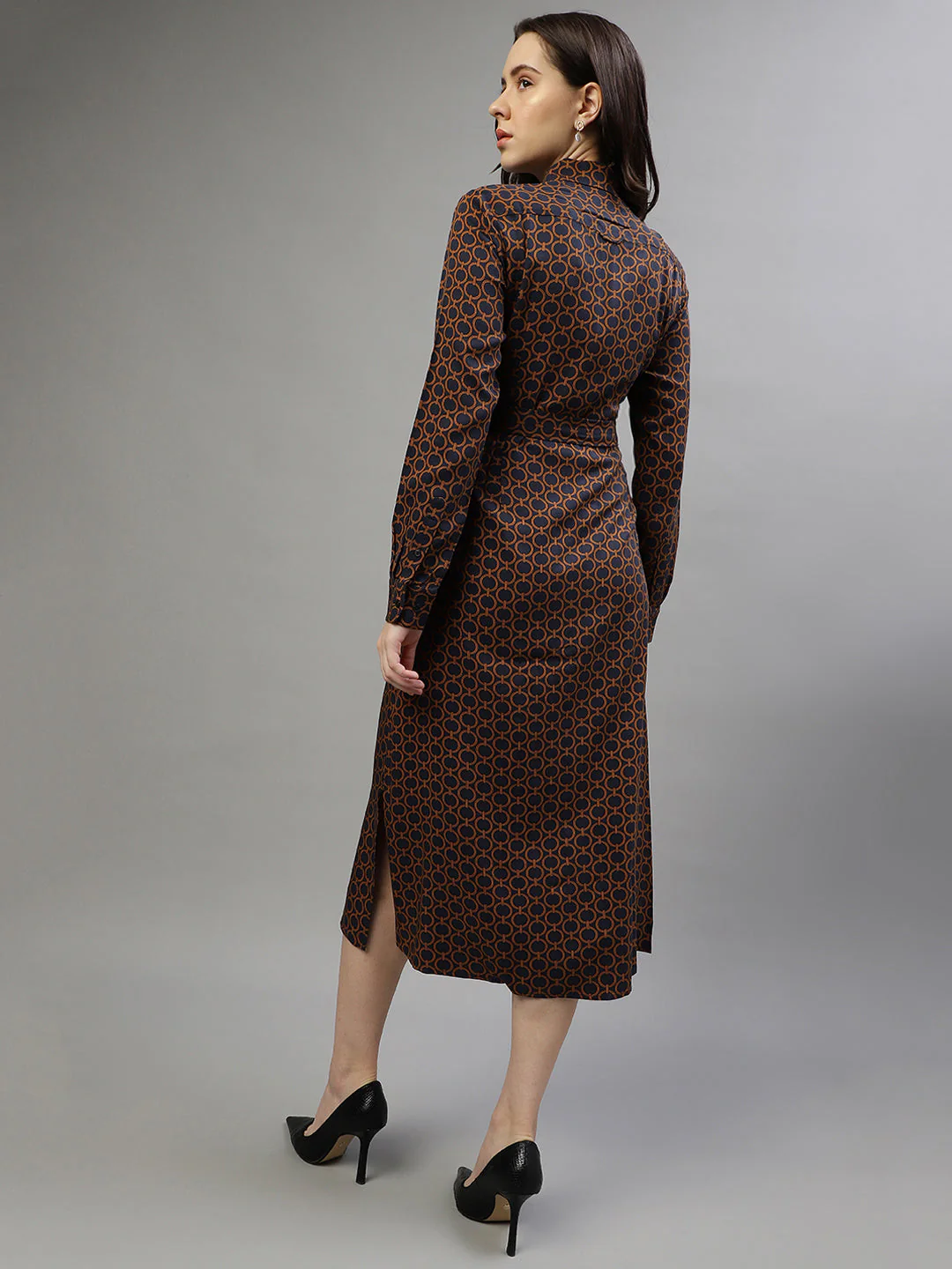 Gant Women Printed Collar Neck Full Sleeves Dress - Image 4