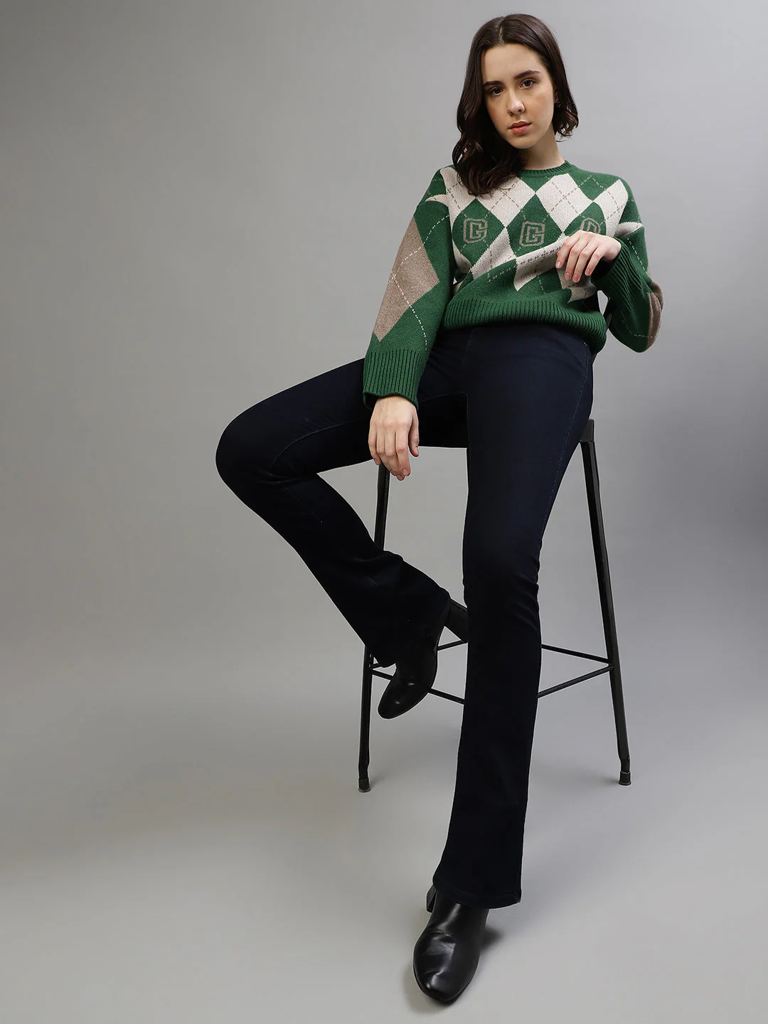 Gant Women Printed Round Neck Full Sleeves Sweater - Image 5