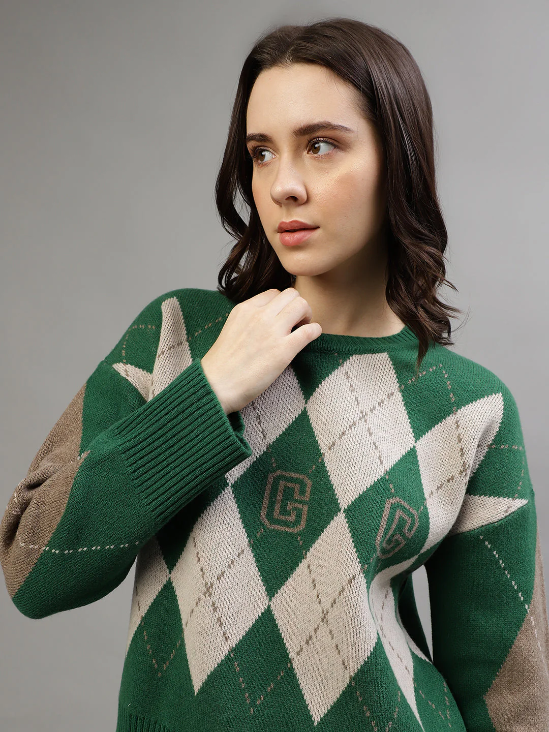 Gant Women Printed Round Neck Full Sleeves Sweater - Image 6
