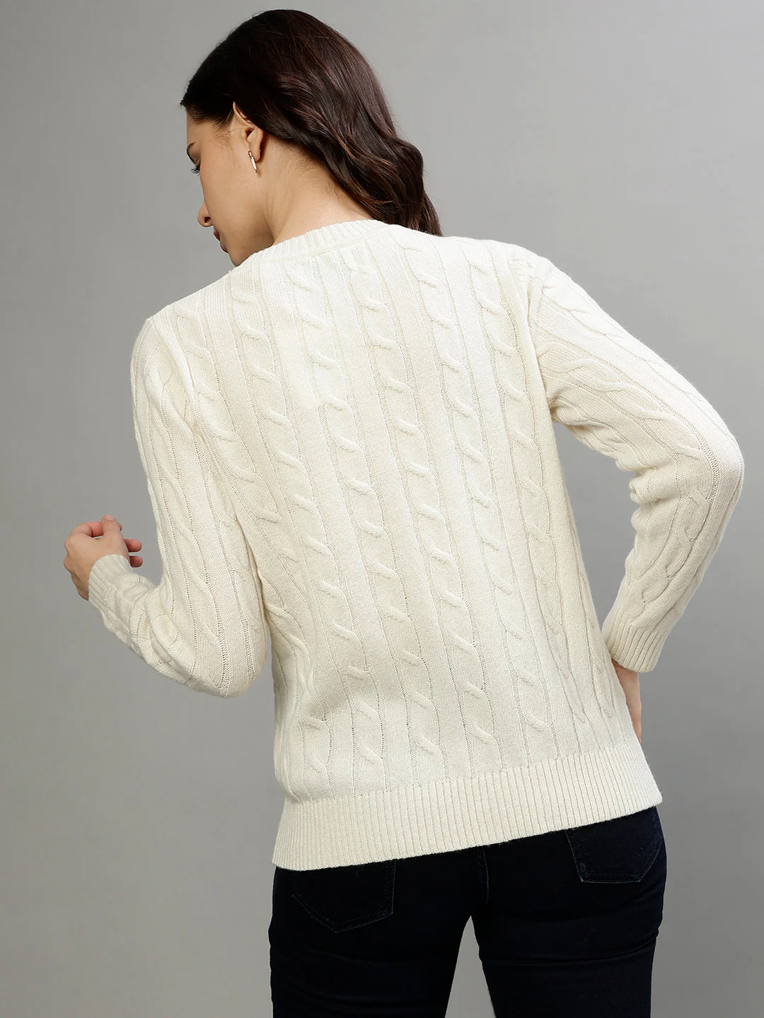 Gant Women Solid Round Neck Full Sleeves Sweater - Image 4