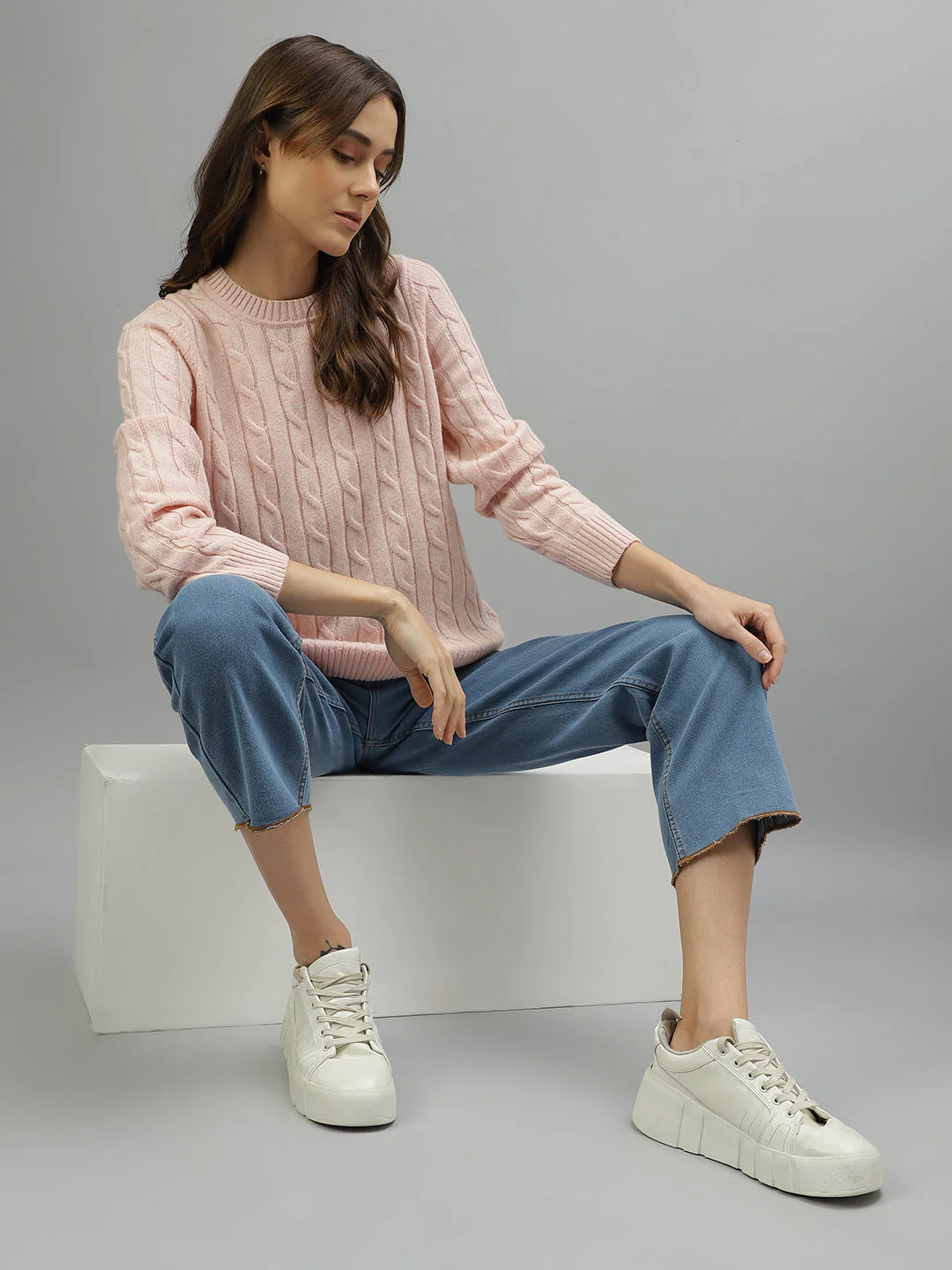Gant Women Solid Round Neck Full Sleeves Sweater - Image 5
