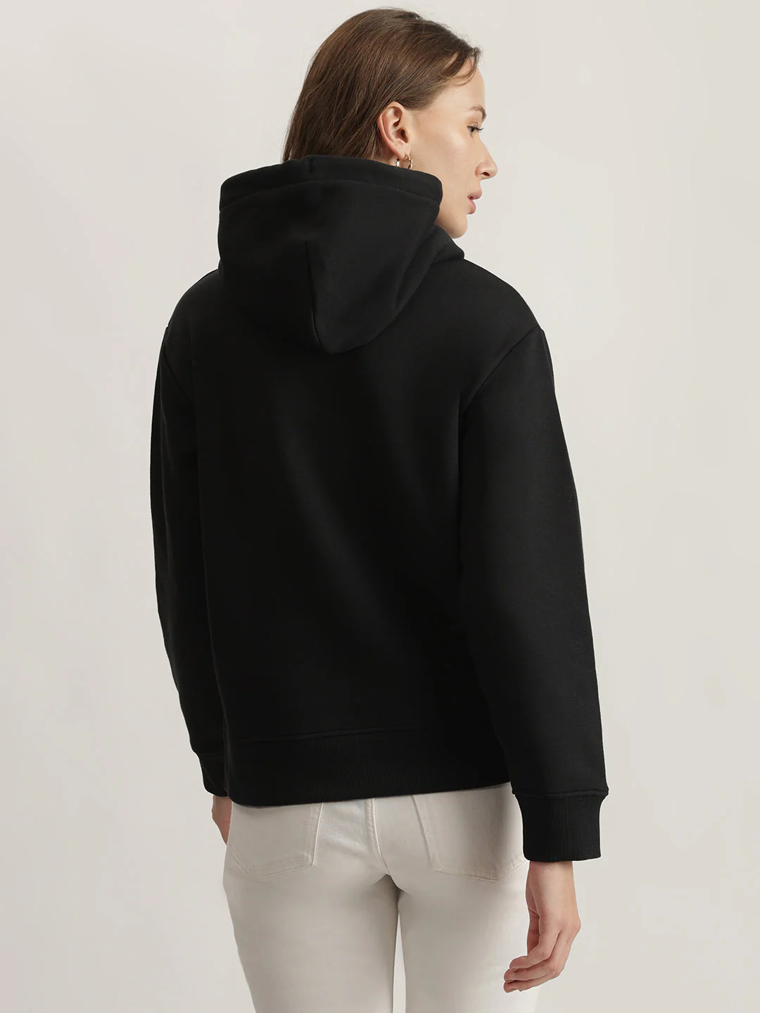 Gant Women Black Embroidered Hooded Full Sleeves Sweatshirt - Image 3