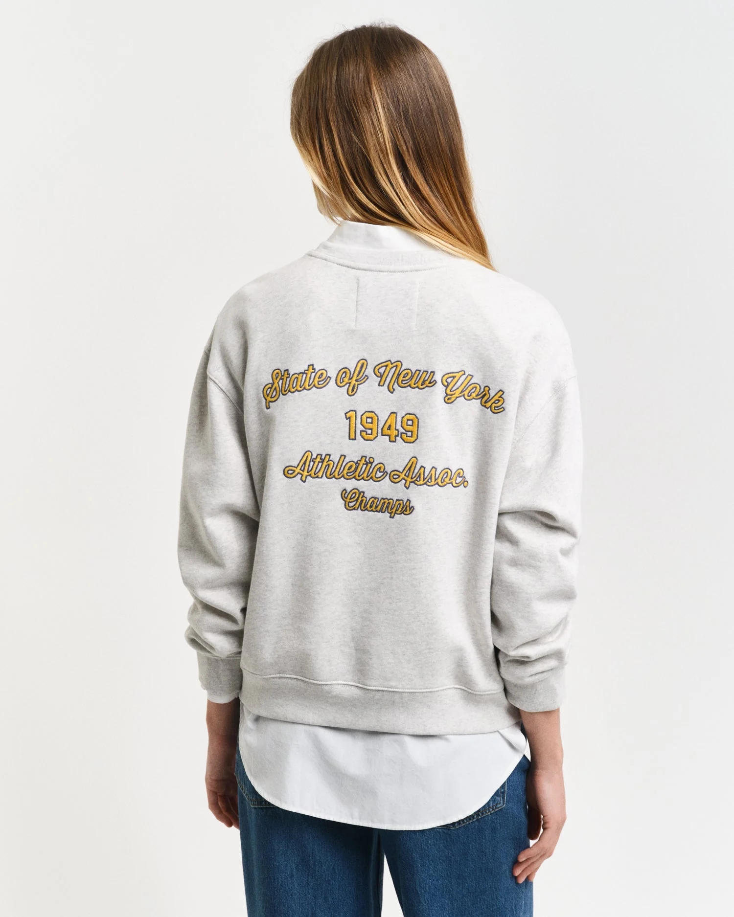 Gant Women Grey Printed Round Neck Full Sleeves Sweatshirt - Image 2