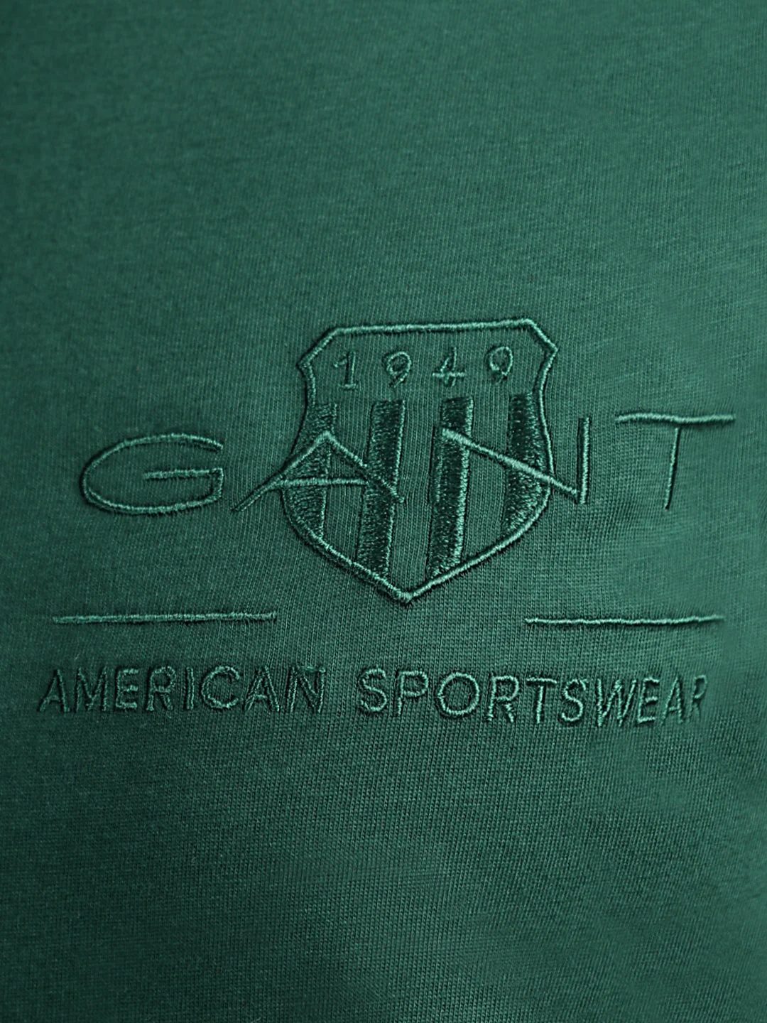 Gant Women Green Solid Round Neck Short Sleeves T-shirt - Image 5