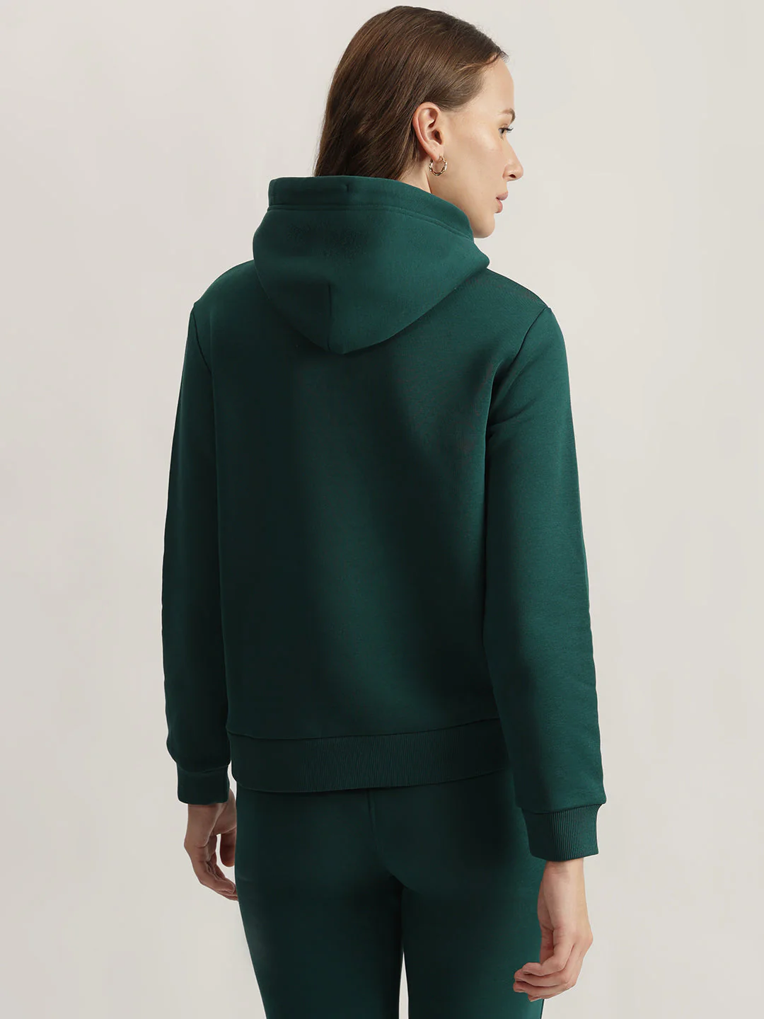 Gant Women Green Embroidered Hooded Full Sleeves Sweatshirt - Image 3