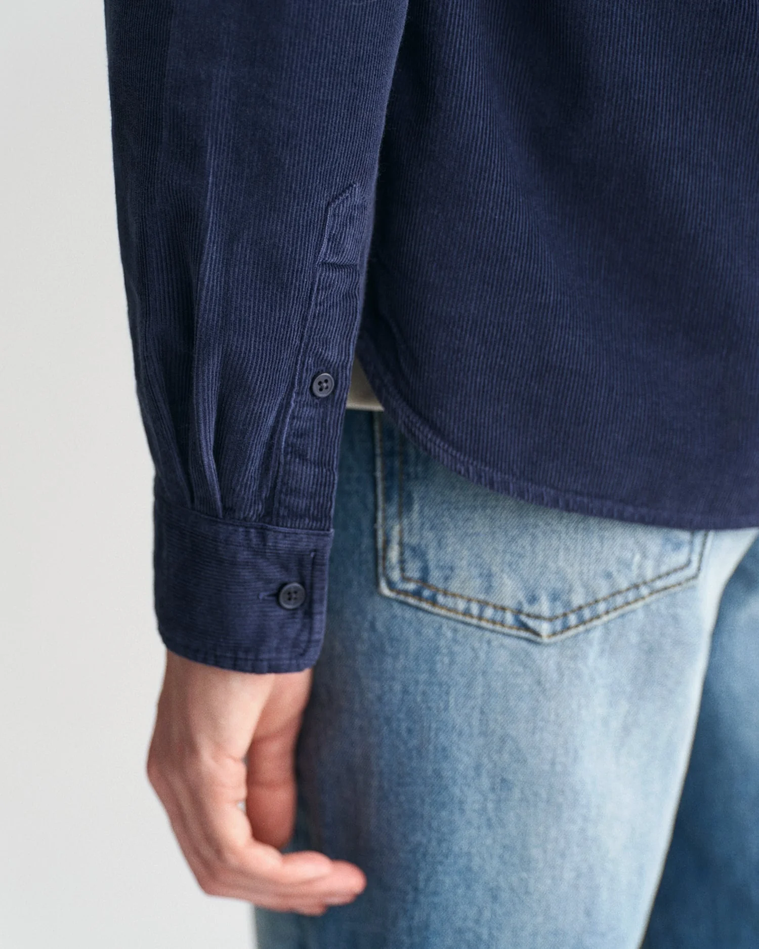 Gant Women Blue Solid Spread Collar Full Sleeves Corduroy Shirt - Image 4