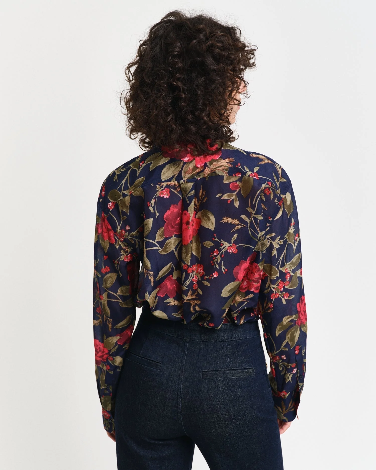 Gant Women Blue Printed Spread Collar Full Sleeves Shirt - Image 2