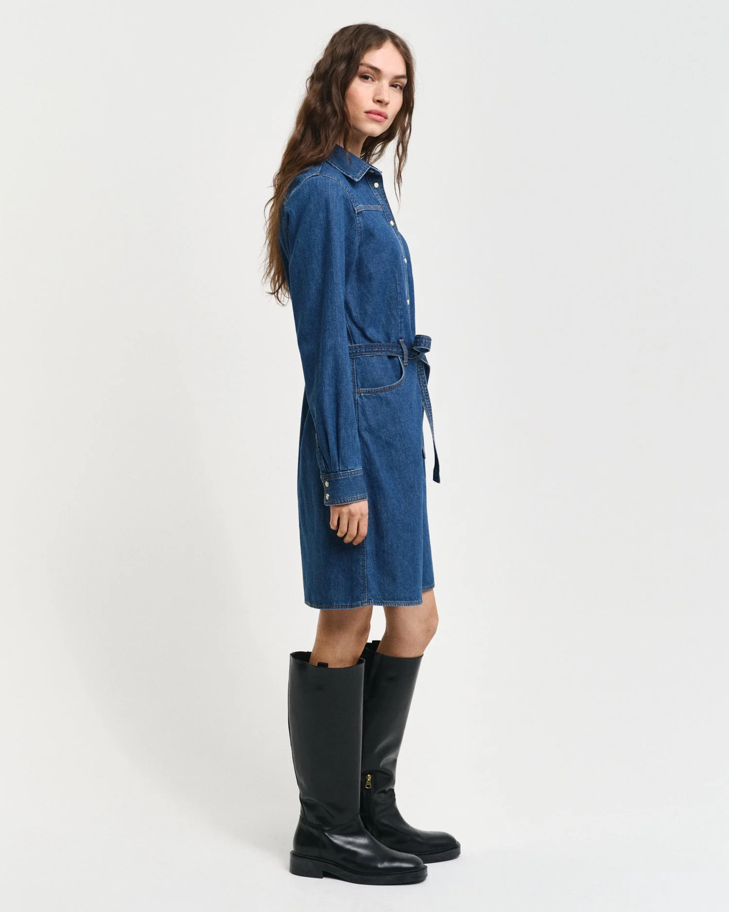 Gant Women Blue Solid Spread Collar Full Sleeves Shirt Dress - Image 3