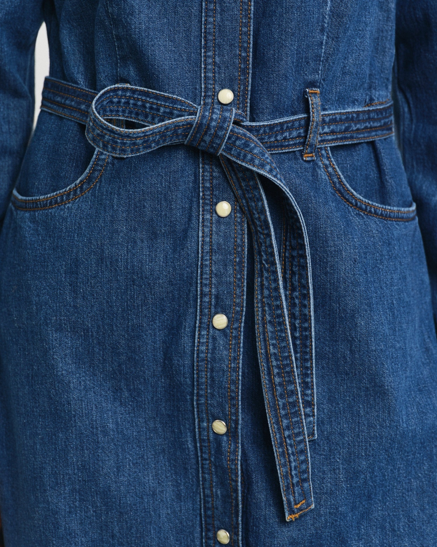 Gant Women Blue Solid Spread Collar Full Sleeves Shirt Dress - Image 6