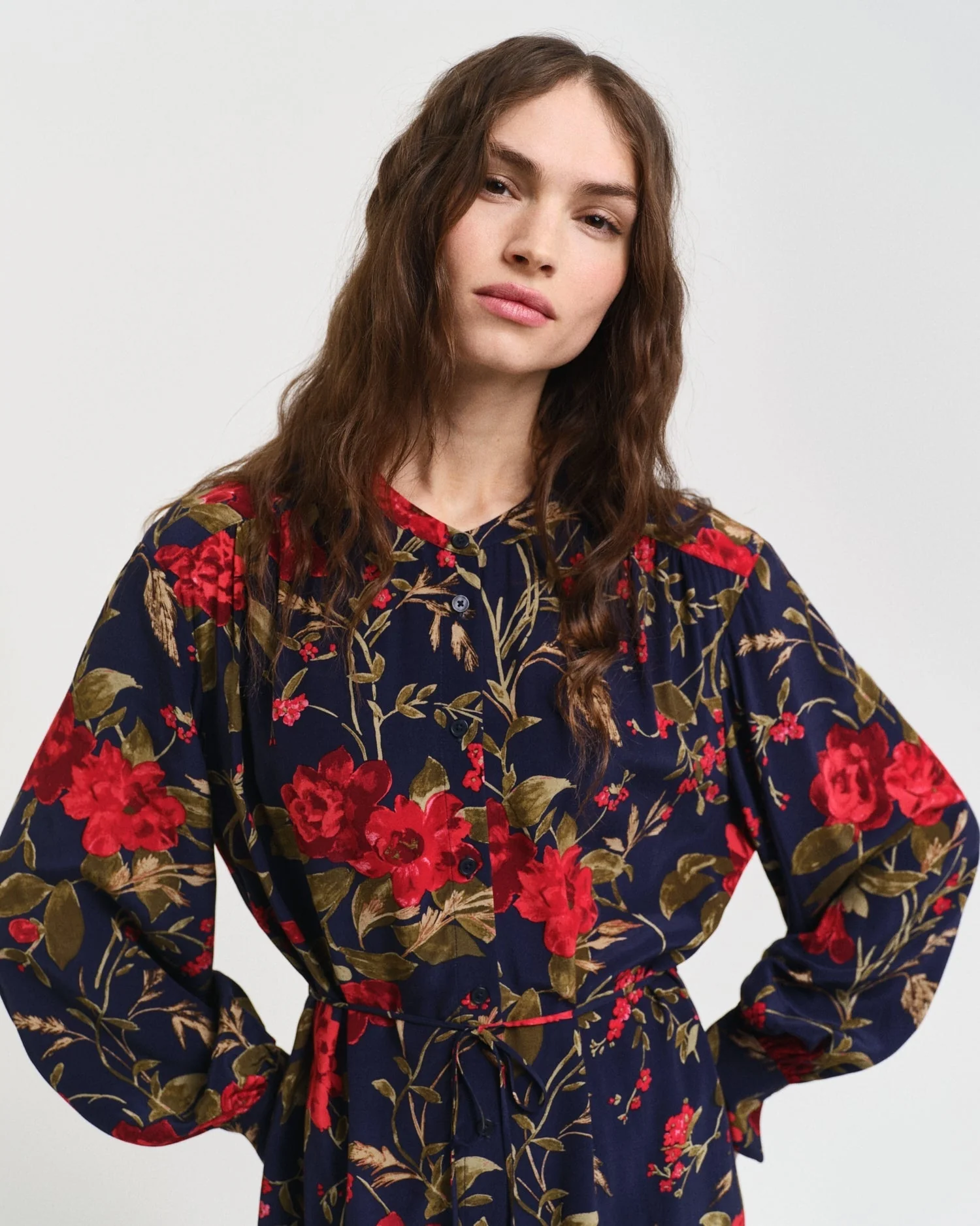 Gant Women Blue Printed Spread Collar Full Sleeves Shirt Dress - Image 3