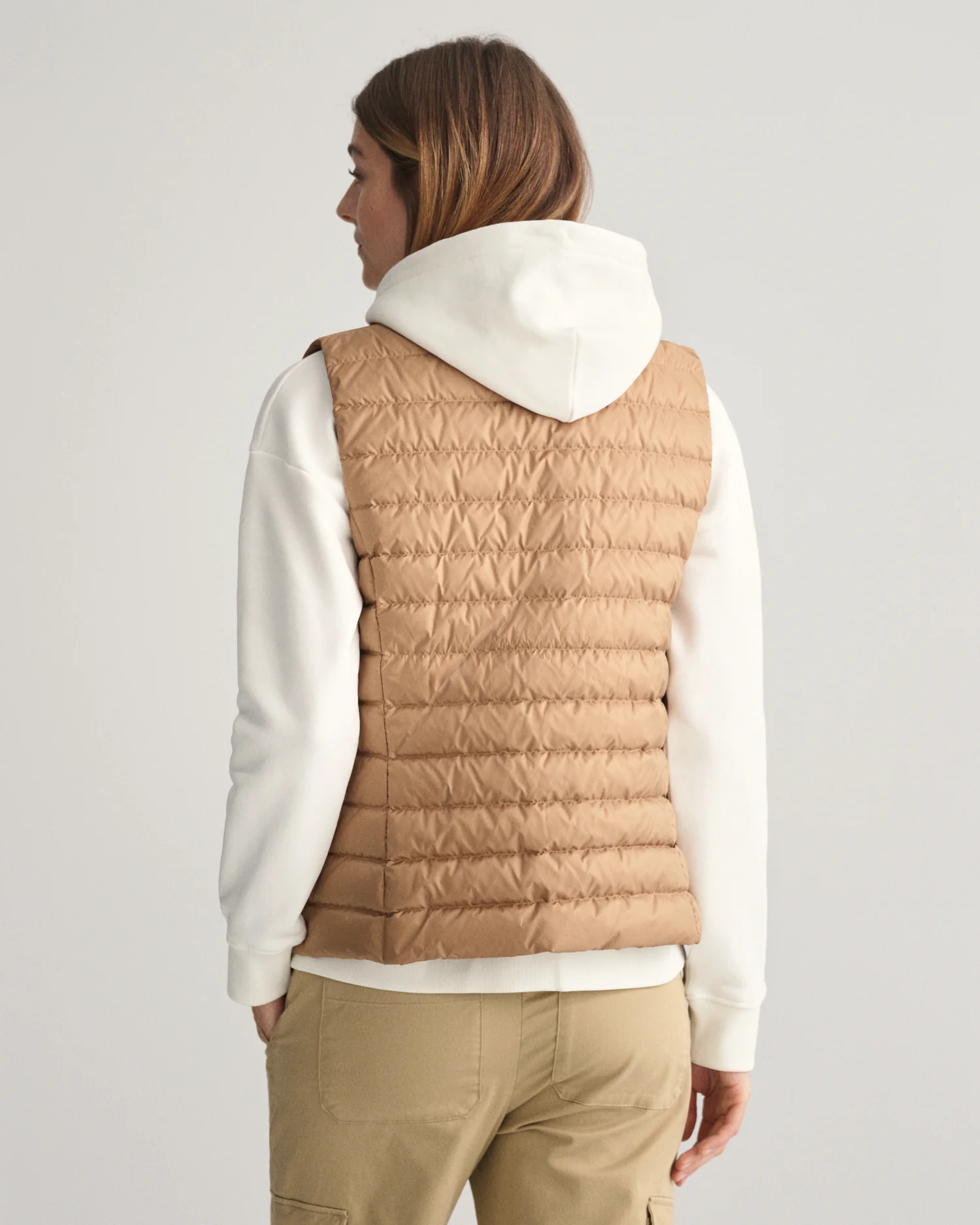 Gant Women Beige Solid Stand Collar Sleeveless Puffer Jacket - Image 2