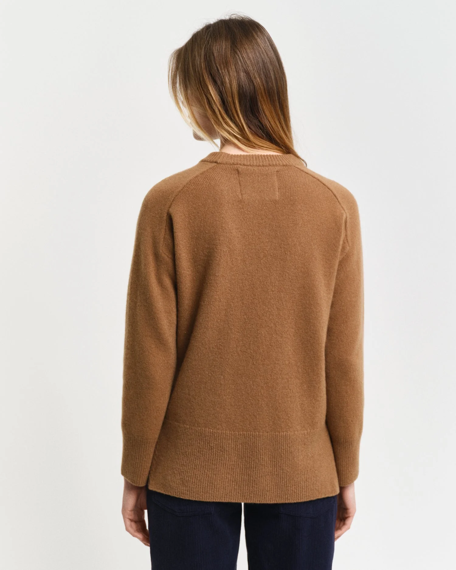 Gant Women Brown Solid Round Neck Full Sleeves Sweater - Image 2