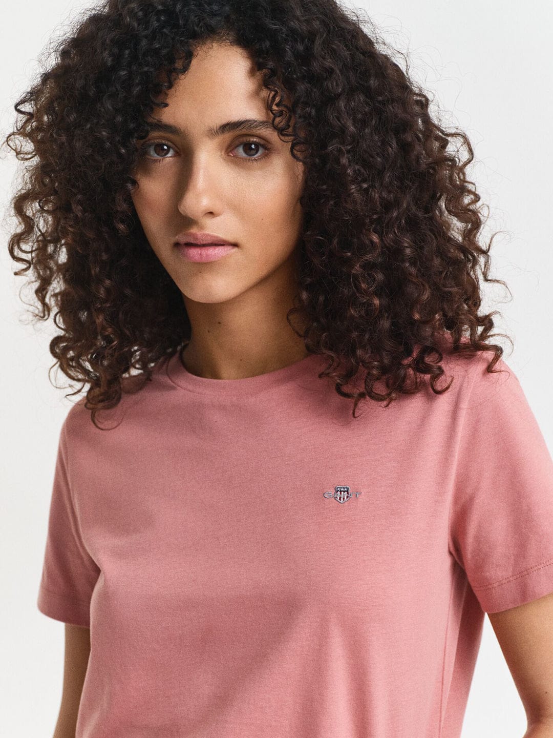 Gant Women Red Solid Crew Neck Tshirt - Image 2