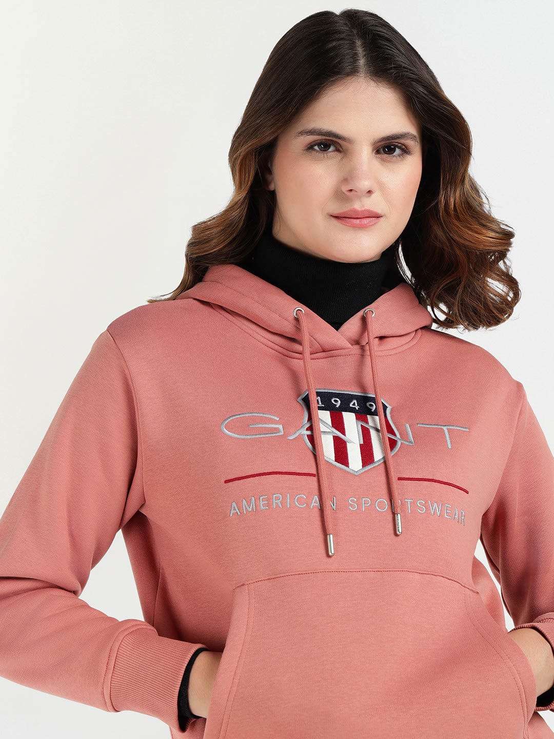 Gant Women Red Graphic Hooded Sweatshirt - Image 5