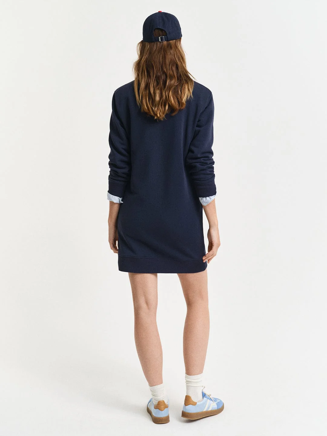 Gant Women Blue Solid Crew Neck Dress - Image 5