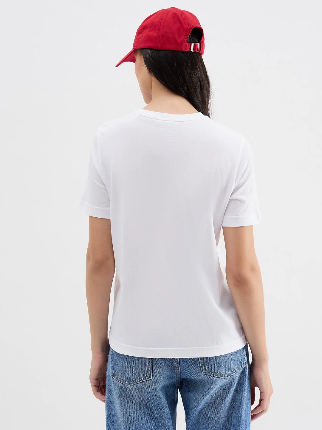 Gant Women White Solid Crew Neck Tshirt - Image 3
