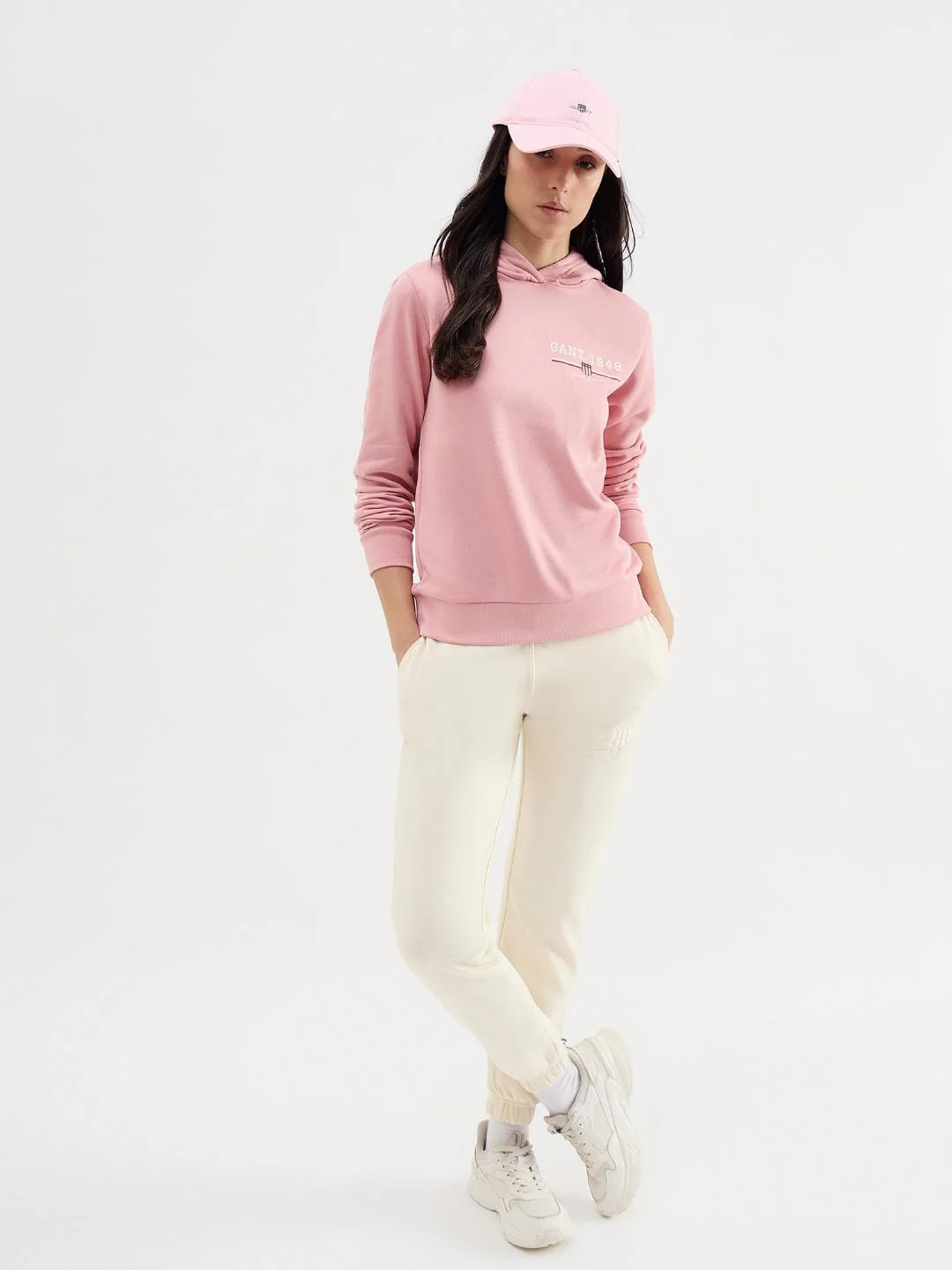 Gant Women Pink Solid Hooded Sweatshirt - Image 4
