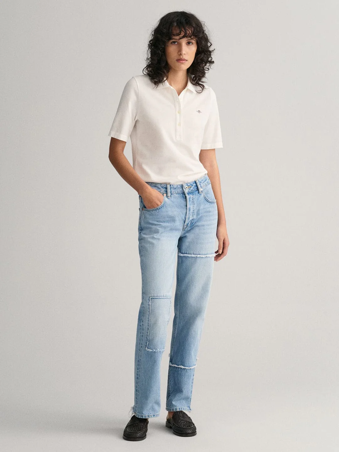 Gant Women White Solid Polo Tshirt - Image 3