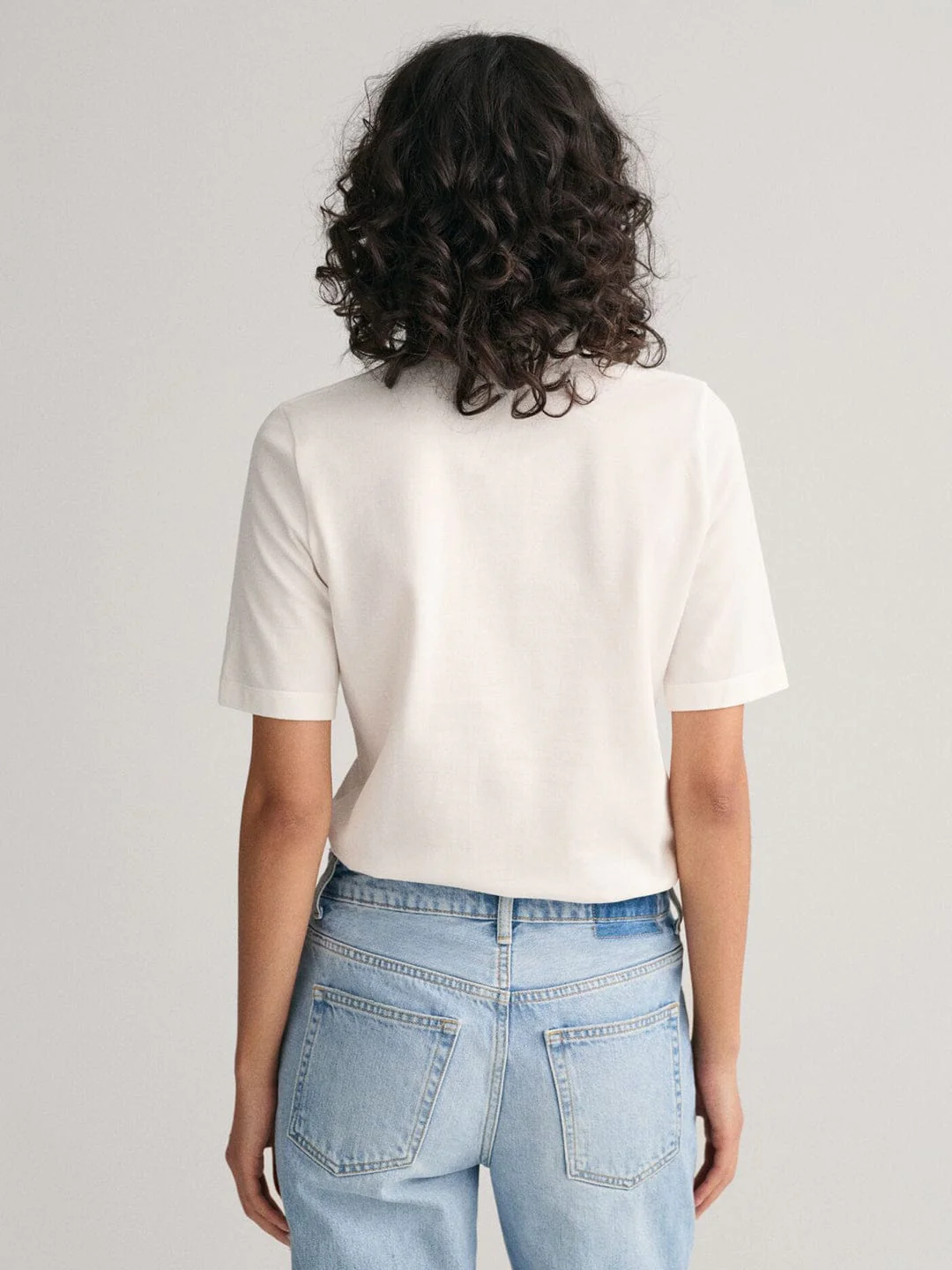 Gant Women White Solid Polo Tshirt - Image 4