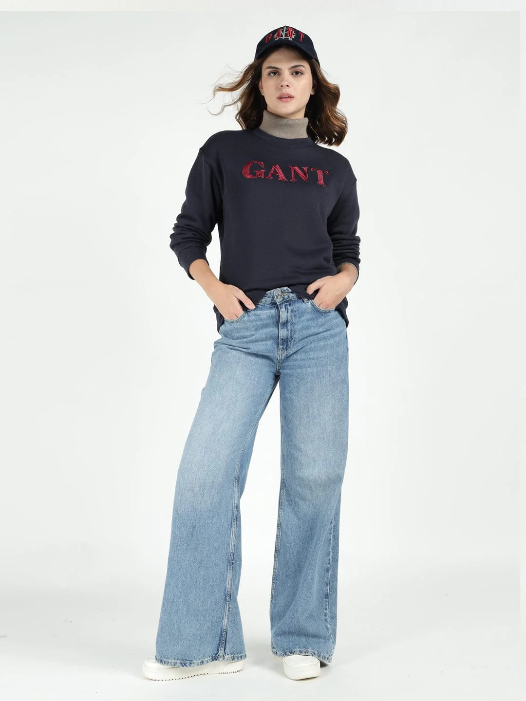 Gant Women Blue Graphic Crew Neck Sweatshirt - Image 2