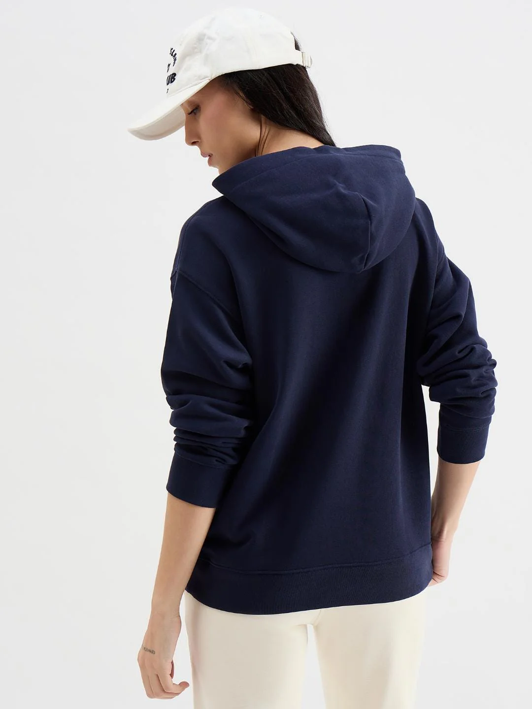 Gant Women Blue Melange Hooded Sweatshirt - Image 3