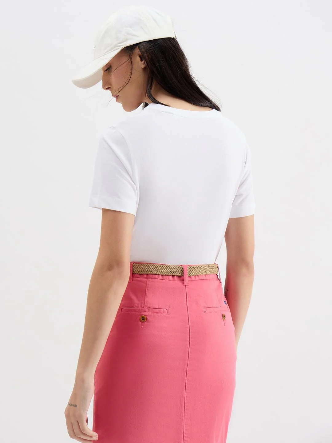 Gant Women White Melange Crew Neck Tshirt - Image 3
