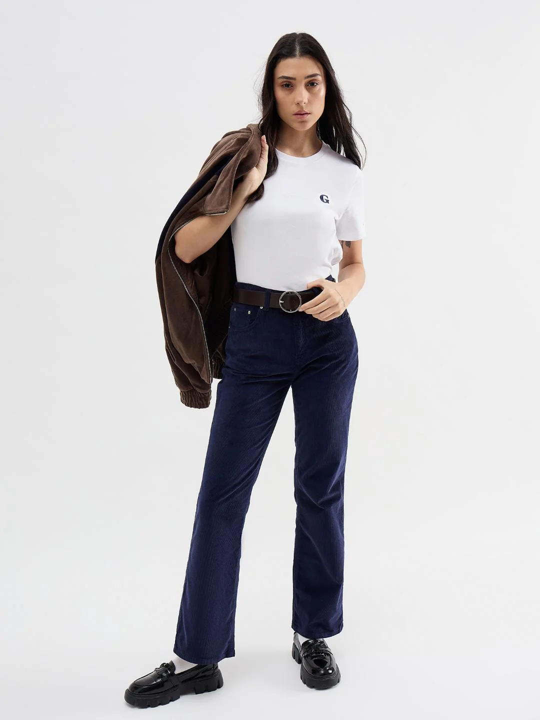 Gant Women White Melange Crew Neck Tshirt - Image 4