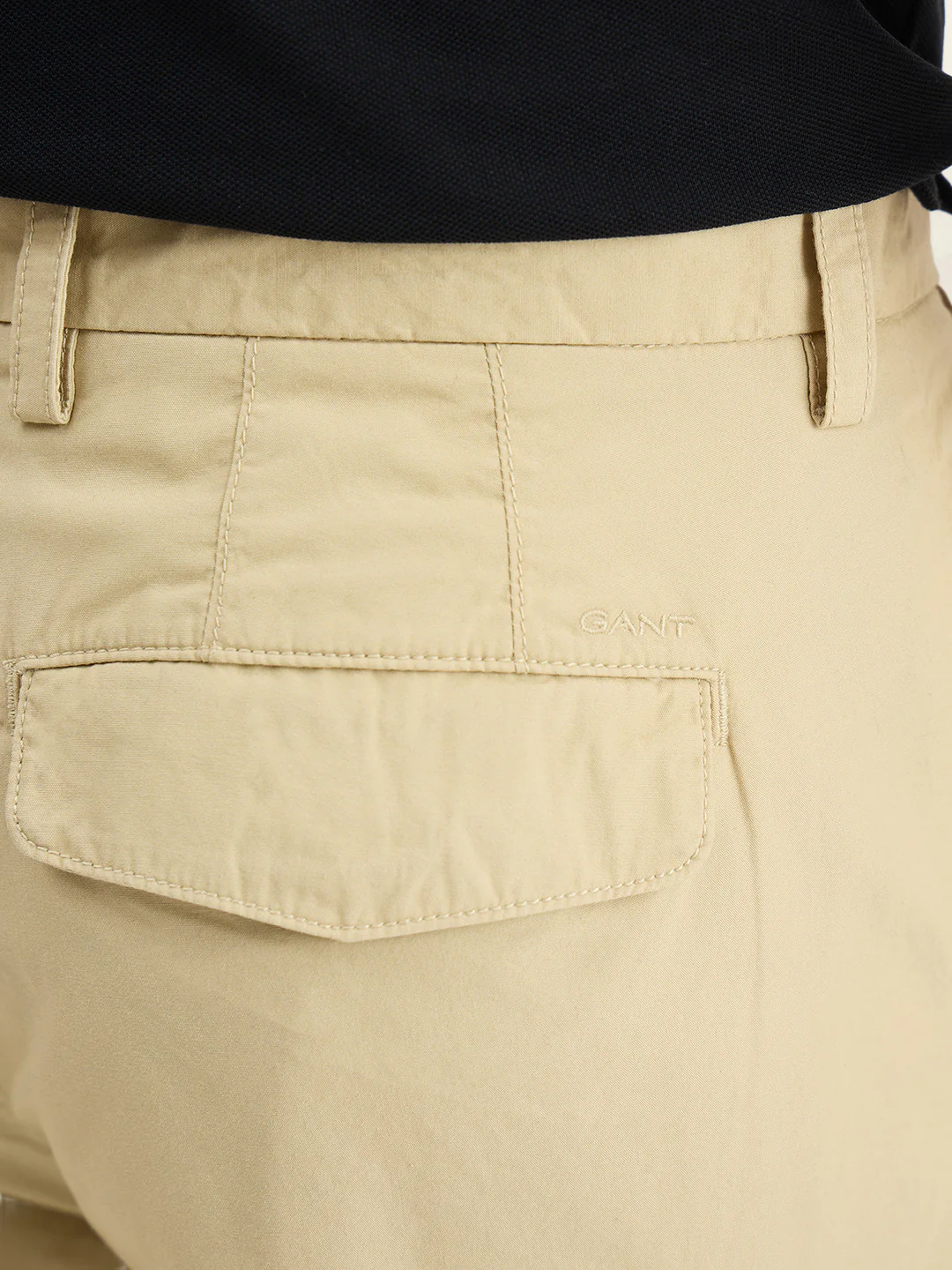 Gant Men Beige Solid Regular Fit Pure Cotton Trouser - Image 5