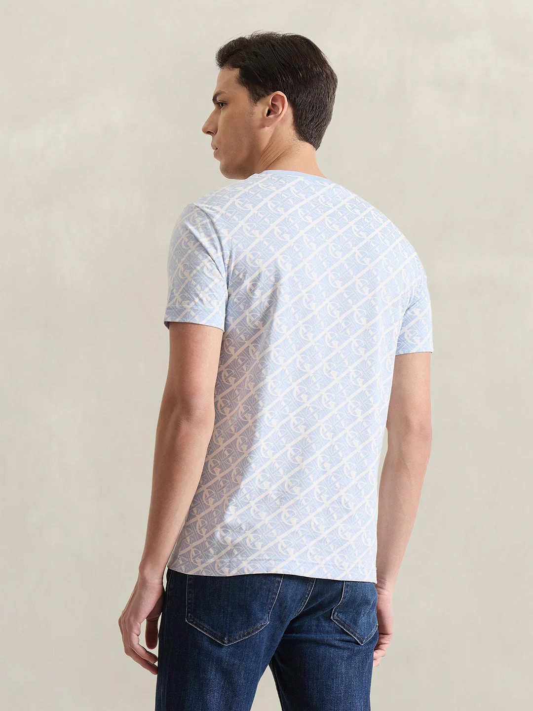 Gant Men Blue Printed Regular Fit Pure Cotton T-Shirt - Image 2
