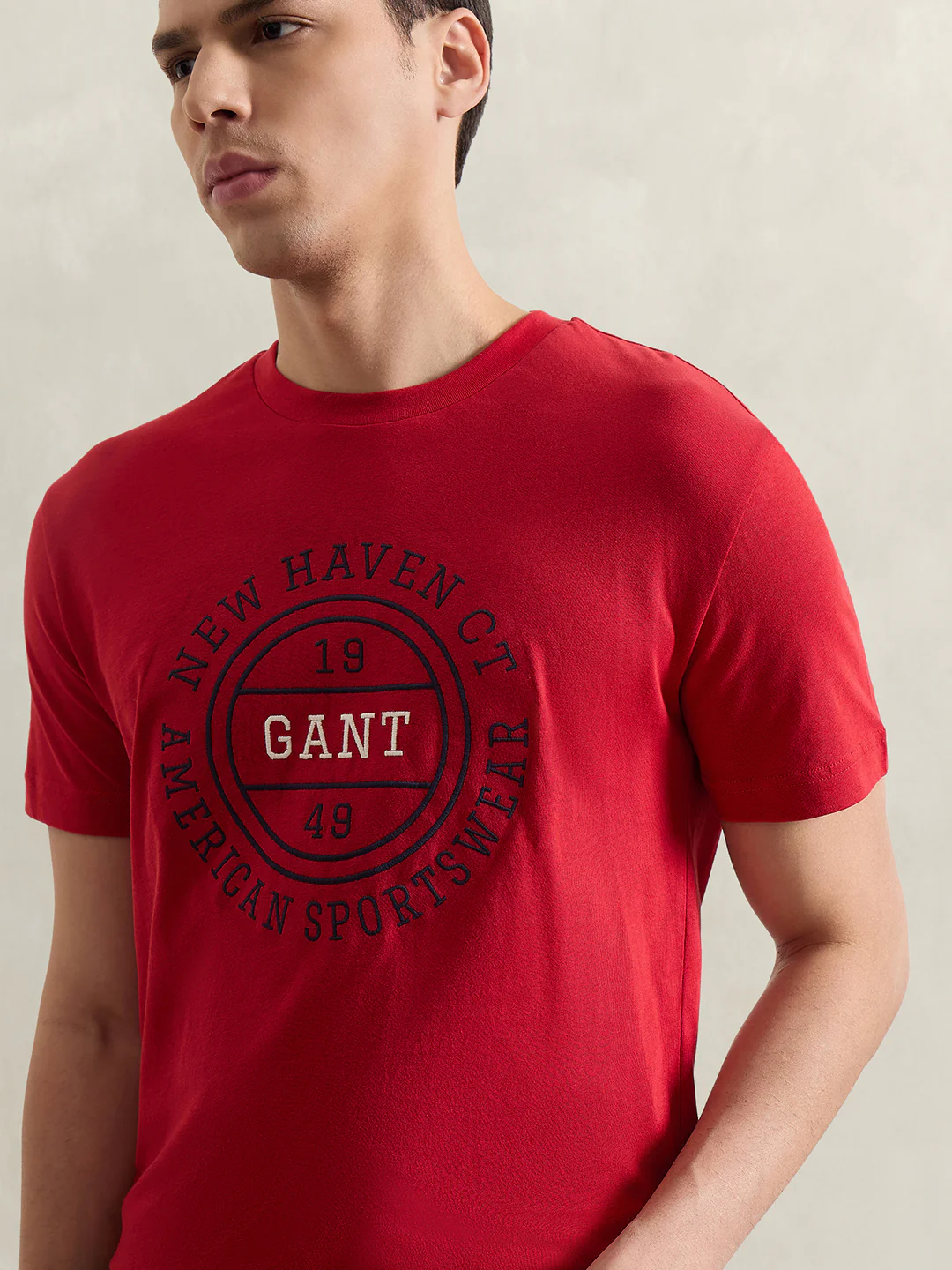 Gant Men Red Printed Regular Fit Pure Cotton T-Shirt - Image 2