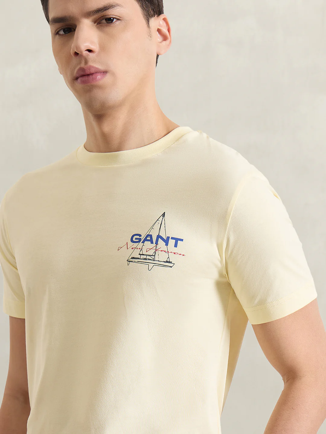 Gant Men Yellow Printed Regular Fit Pure Cotton T-Shirt - Image 2