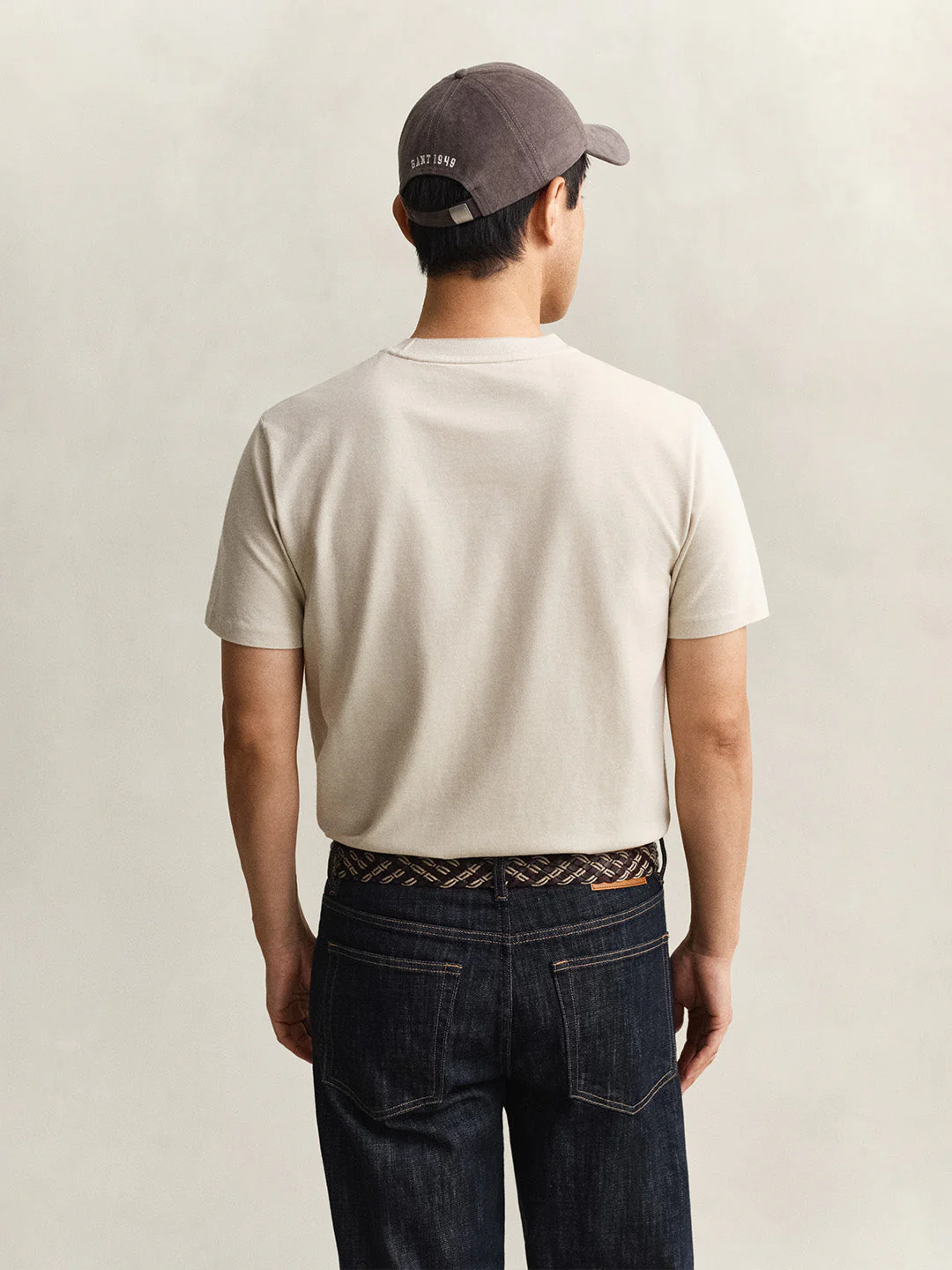 Gant Men Beige Solid Regular Fit T-Shirt - Image 4