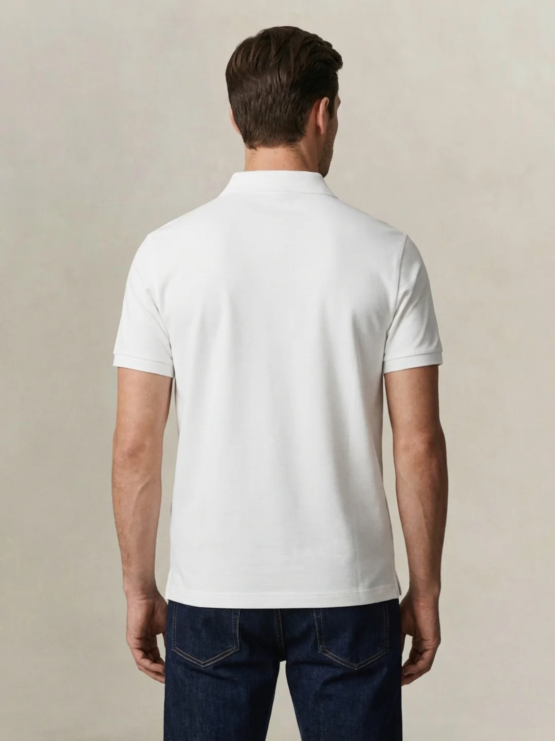 Gant Men White Solid Regular Fit Pure Cotton Polo T-Shirt - Image 3