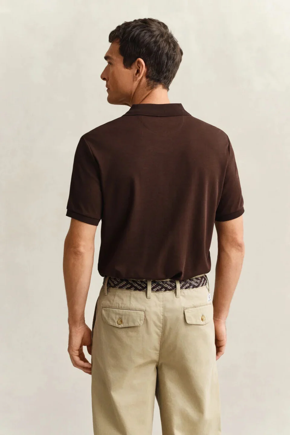 Gant Men Brown Solid Regular Fit Pure Cotton Polo T-Shirt - Image 3