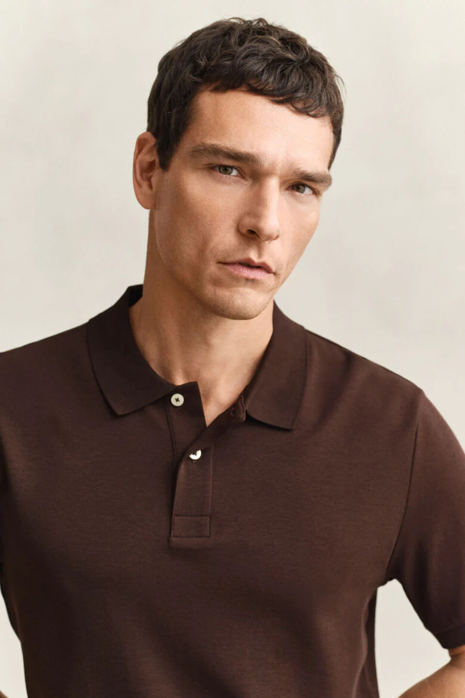 Gant Men Brown Solid Regular Fit Pure Cotton Polo T-Shirt - Image 4