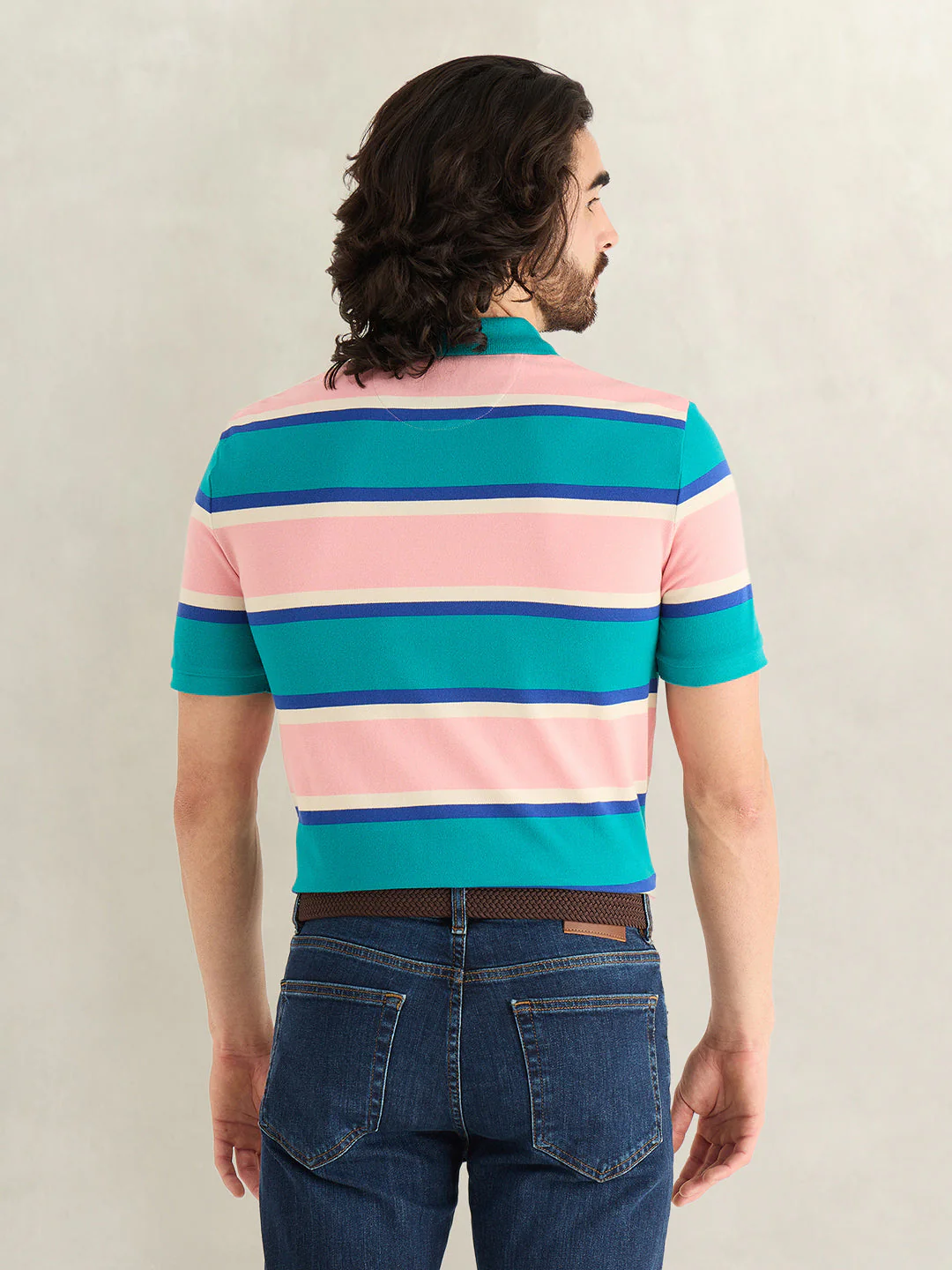 Gant Men Multicolor Striped Regular Fit Polo T-Shirt - Image 2