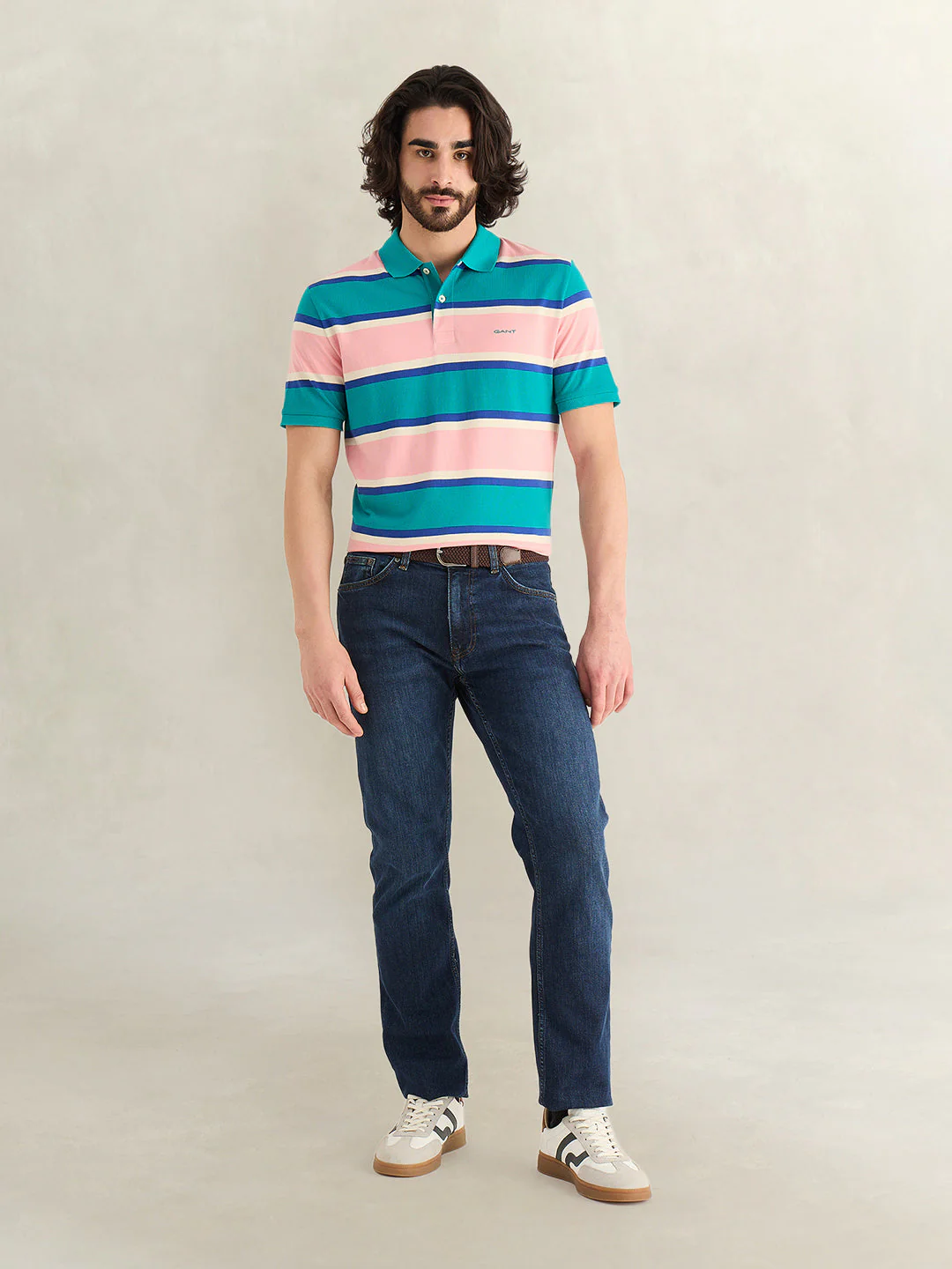 Gant Men Multicolor Striped Regular Fit Polo T-Shirt - Image 3
