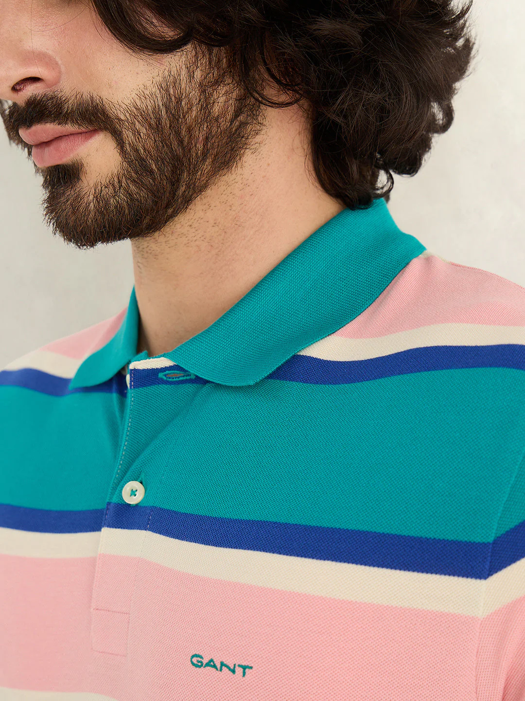 Gant Men Multicolor Striped Regular Fit Polo T-Shirt - Image 4
