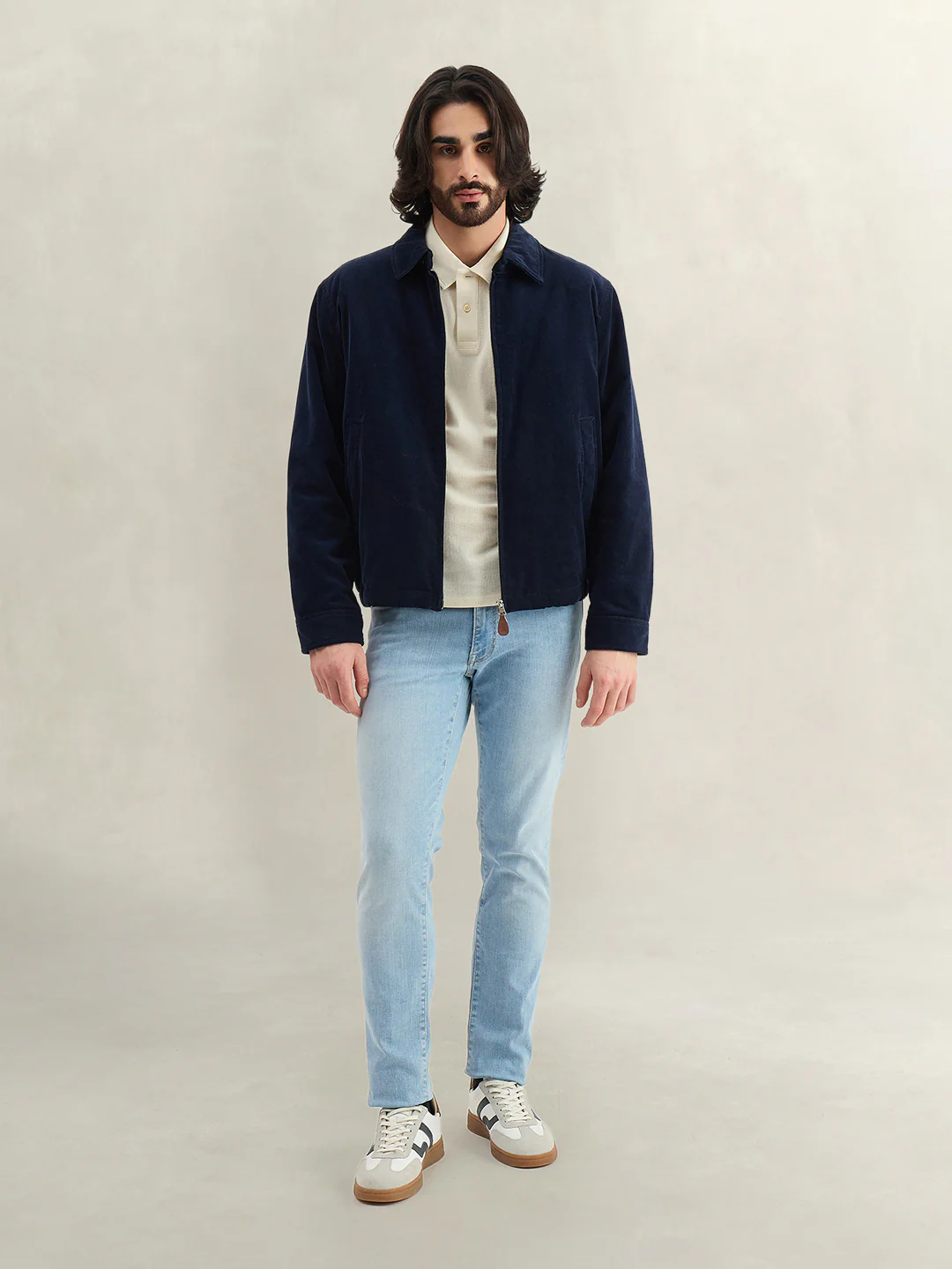 Gant Men Cream Self Design Regular Fit Polo T-Shirt - Image 4